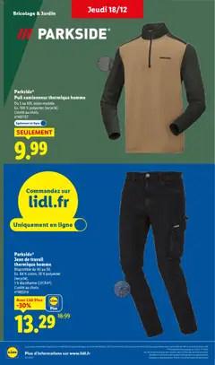 LIDL - Prévisualisation de Parkside® Pull camionneur thermique homme, Du S au XXL selon modèle. Ex. 100% polyester (recyclé). L'unité au choix. valide à partir de 18.12.2025 | Page: 40