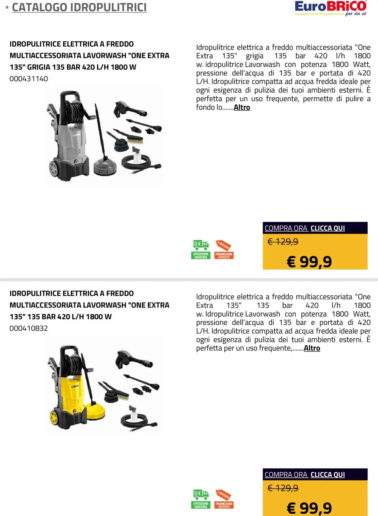 Volantino Eurobrico del 23.07.2025 | Pagina: 27 | Prodotti: Acqua, Idropulitrice