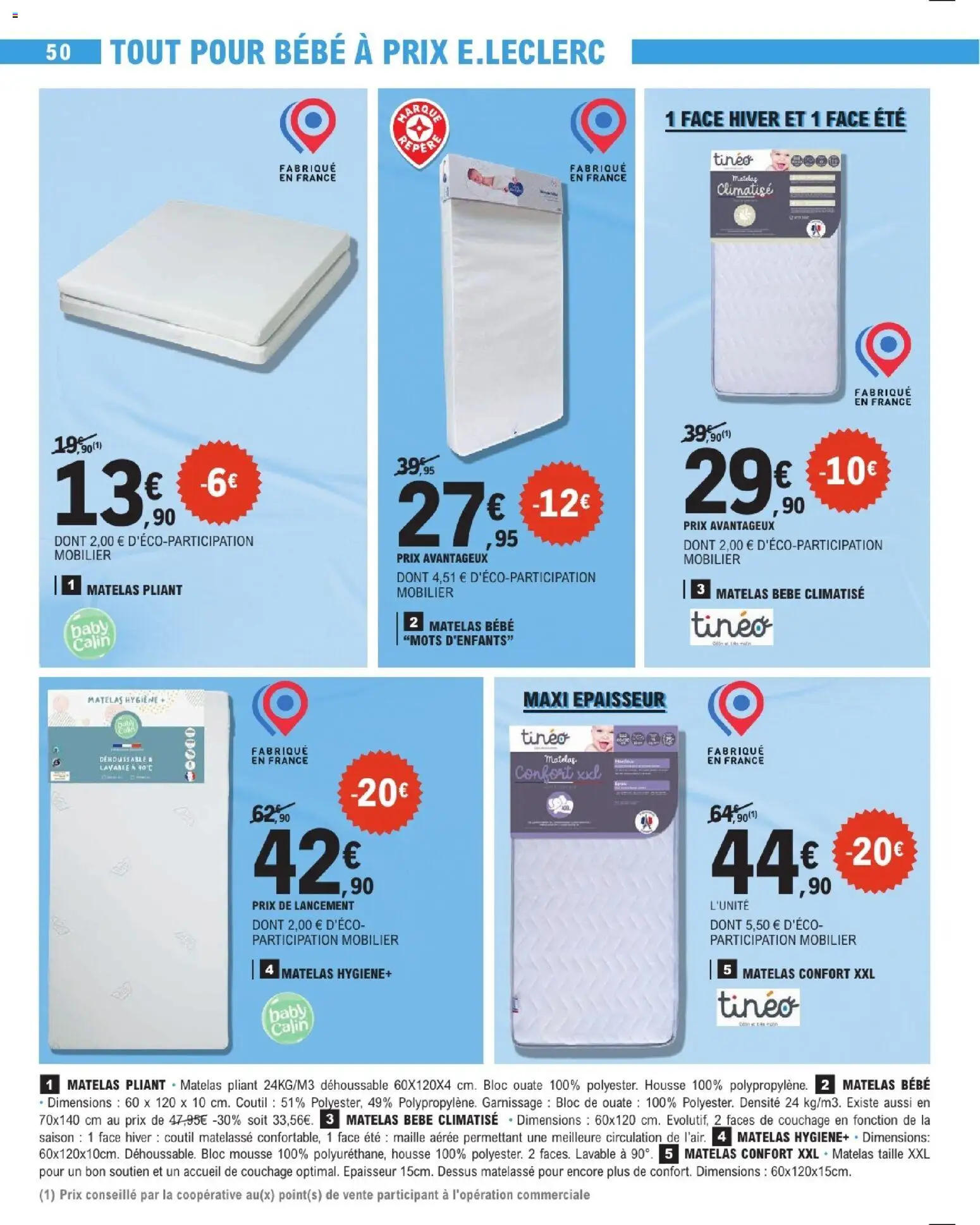 {H1} | Page: 50 | Produits: Mousse, Matelas