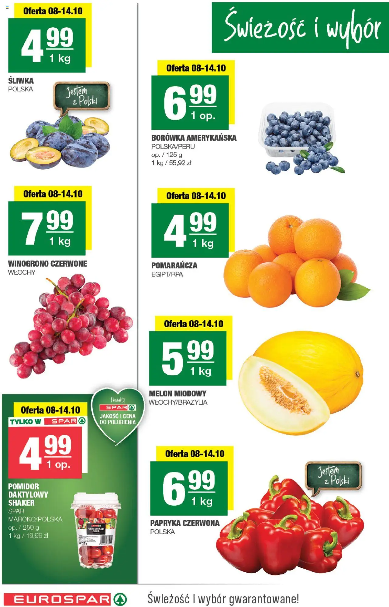 Spar Gazetka - Eurospar od 08.10.2025 | Strona: 2 | Produkty: Melon, Winogrono, Papryka, Papryka czerwona