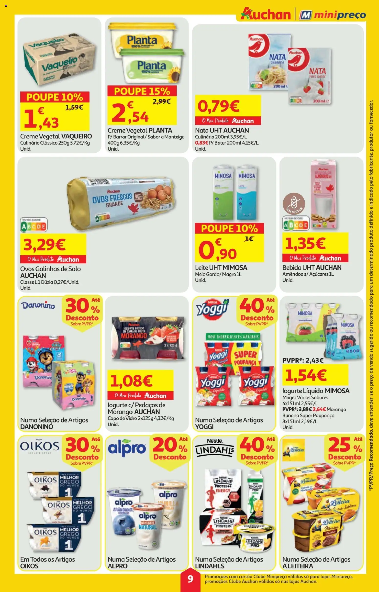 Minipreço folheto │ válido de 06.11.2025 | Página: 9 | Produtos: Leite, Manteiga, Creme, Mirtilos