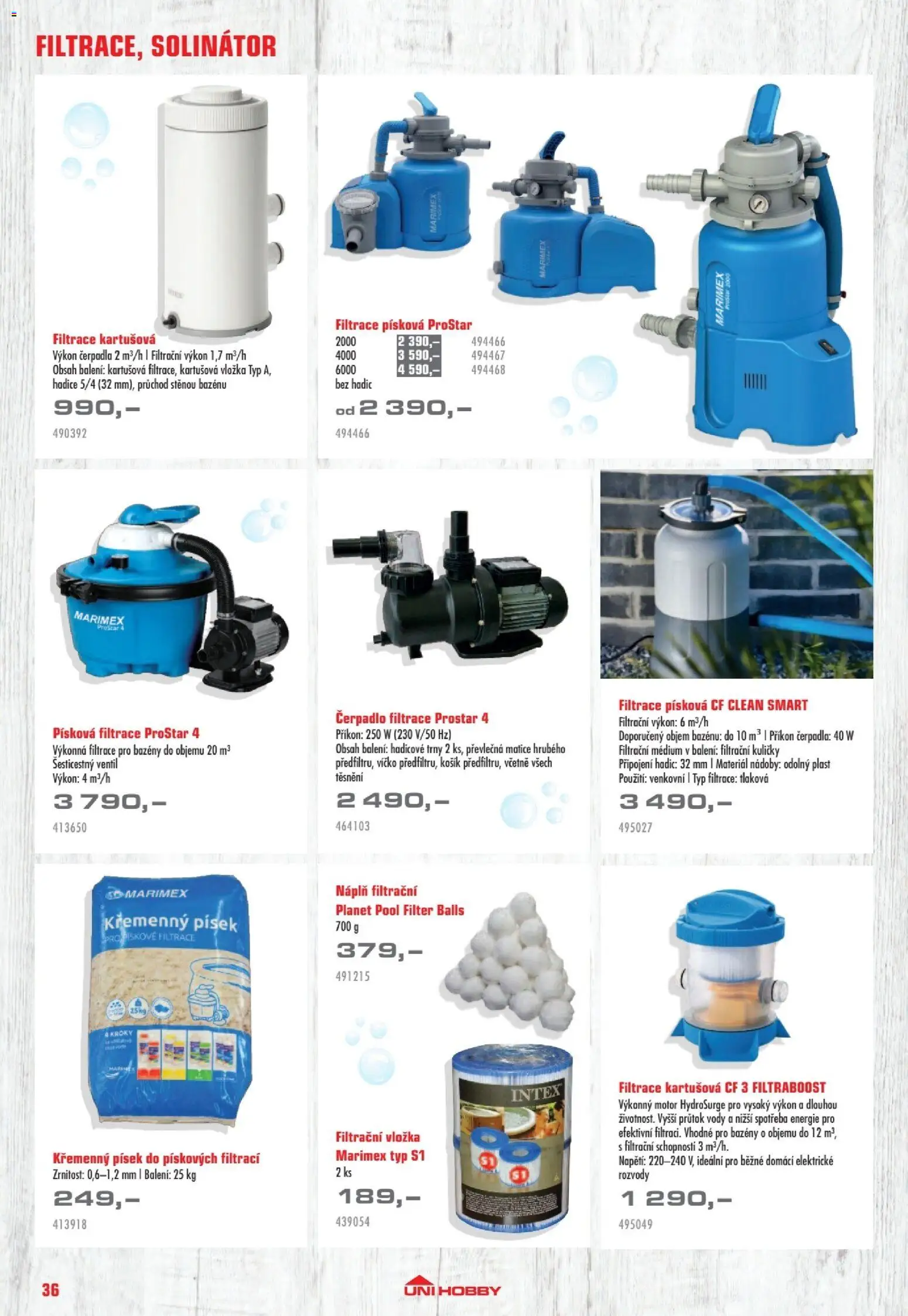 Uni Hobby katalog - Nábytek, grily a bazény 2026 od 10.04.2026 | Strana: 36 | Produkty: Písková filtrace, Hadice, Čerpadlo, Kuličky