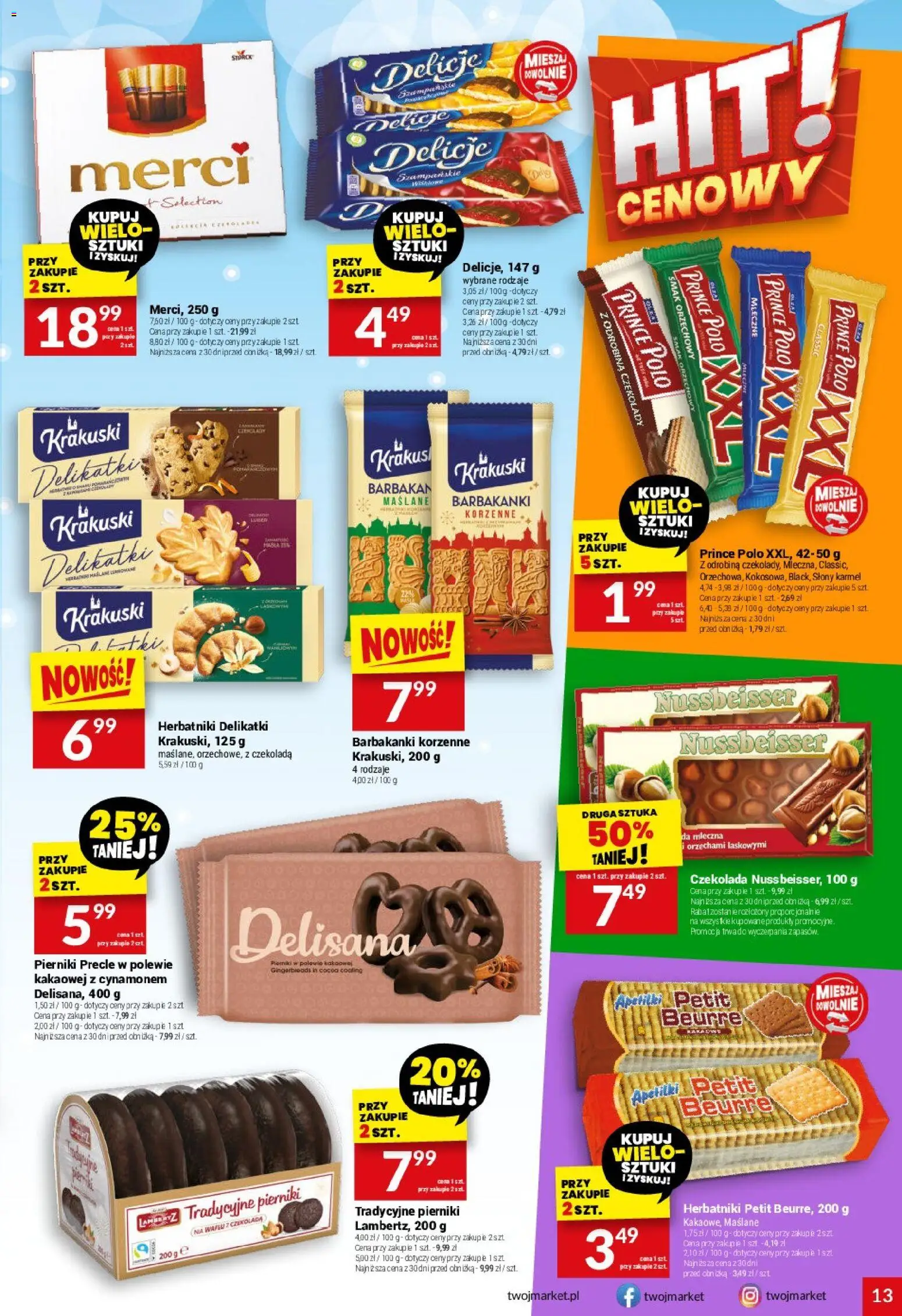 Twój Market Gazetka od 05.11.2025 | Strona: 13 | Produkty: Czekolady, Pierniki, Prince polo xxl, Herbatniki