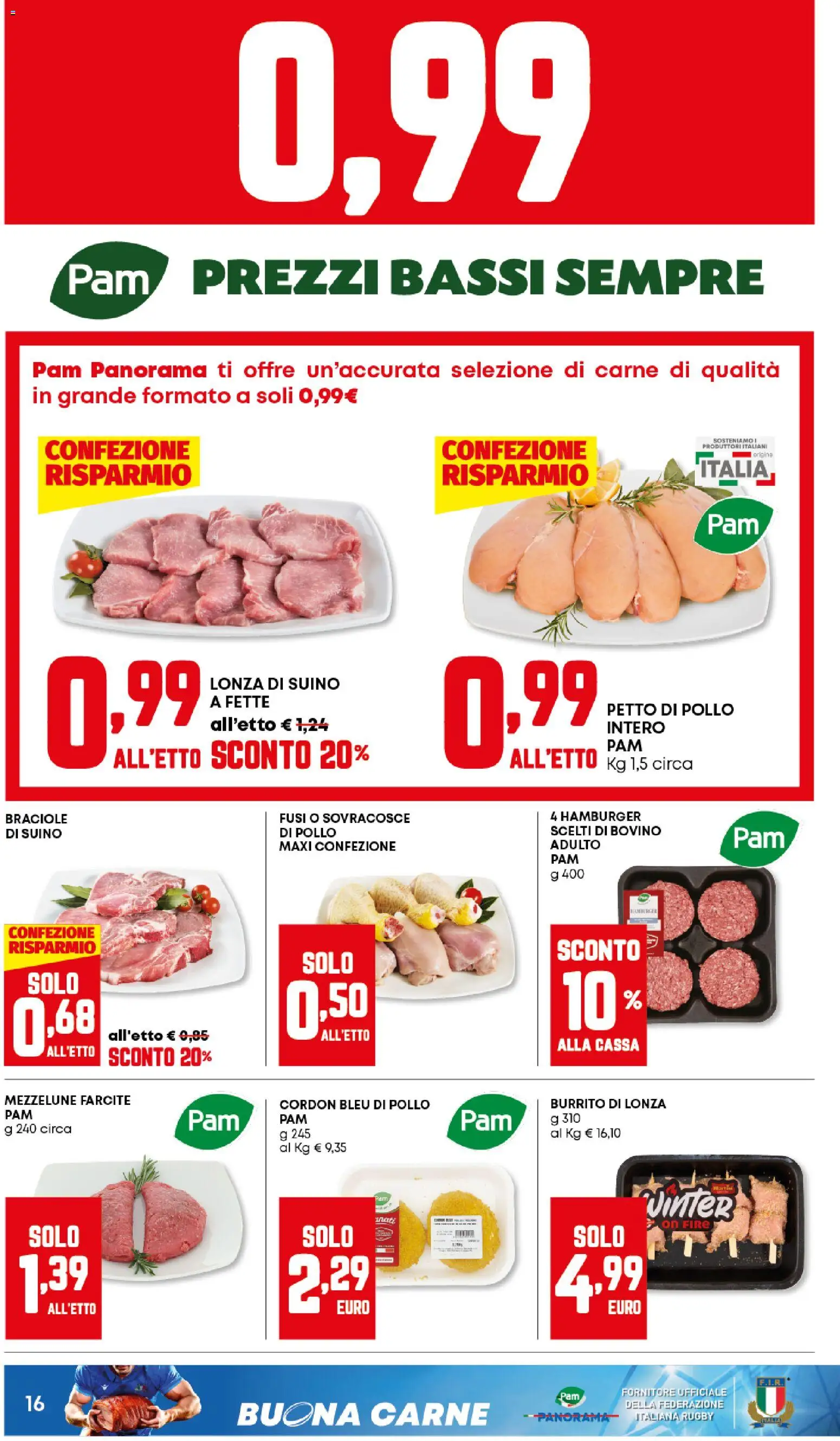 Volantino Panorama del 12.02.2026 | Pagina: 16 | Prodotti: Bovino, Petto di Pollo, Pollo, Suino