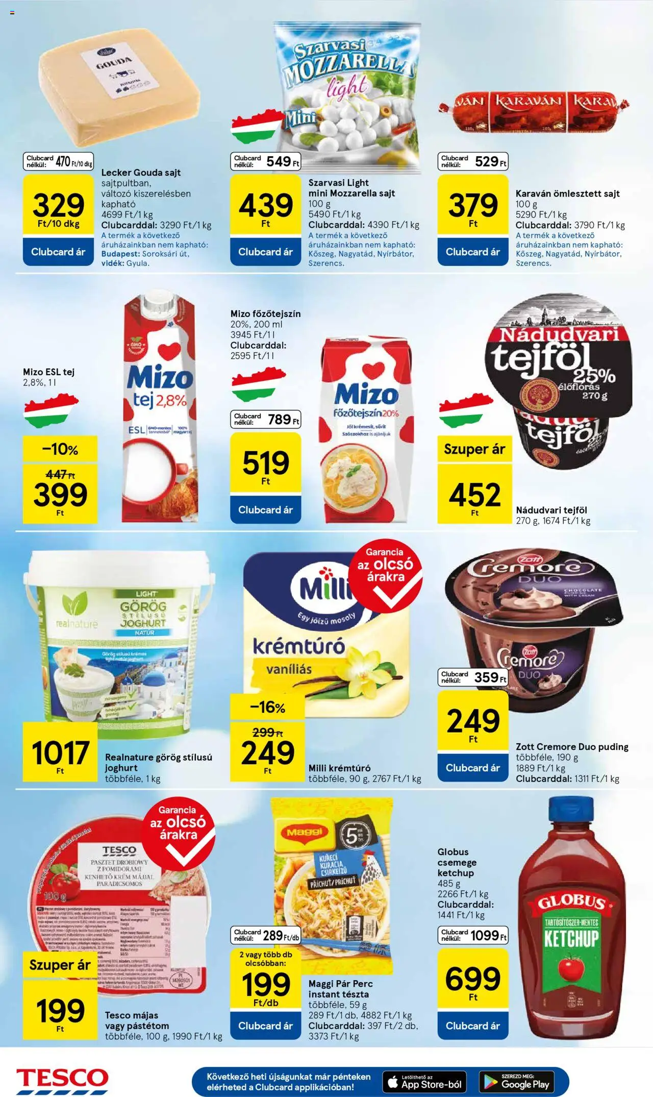 Tesco akciós ujság - amely érvényes a következő dátumtól: 25.09.2025 | Oldal: 4 | Termékek: Mozzarella, Krémtúró, Főzőtejszín, Ketchup
