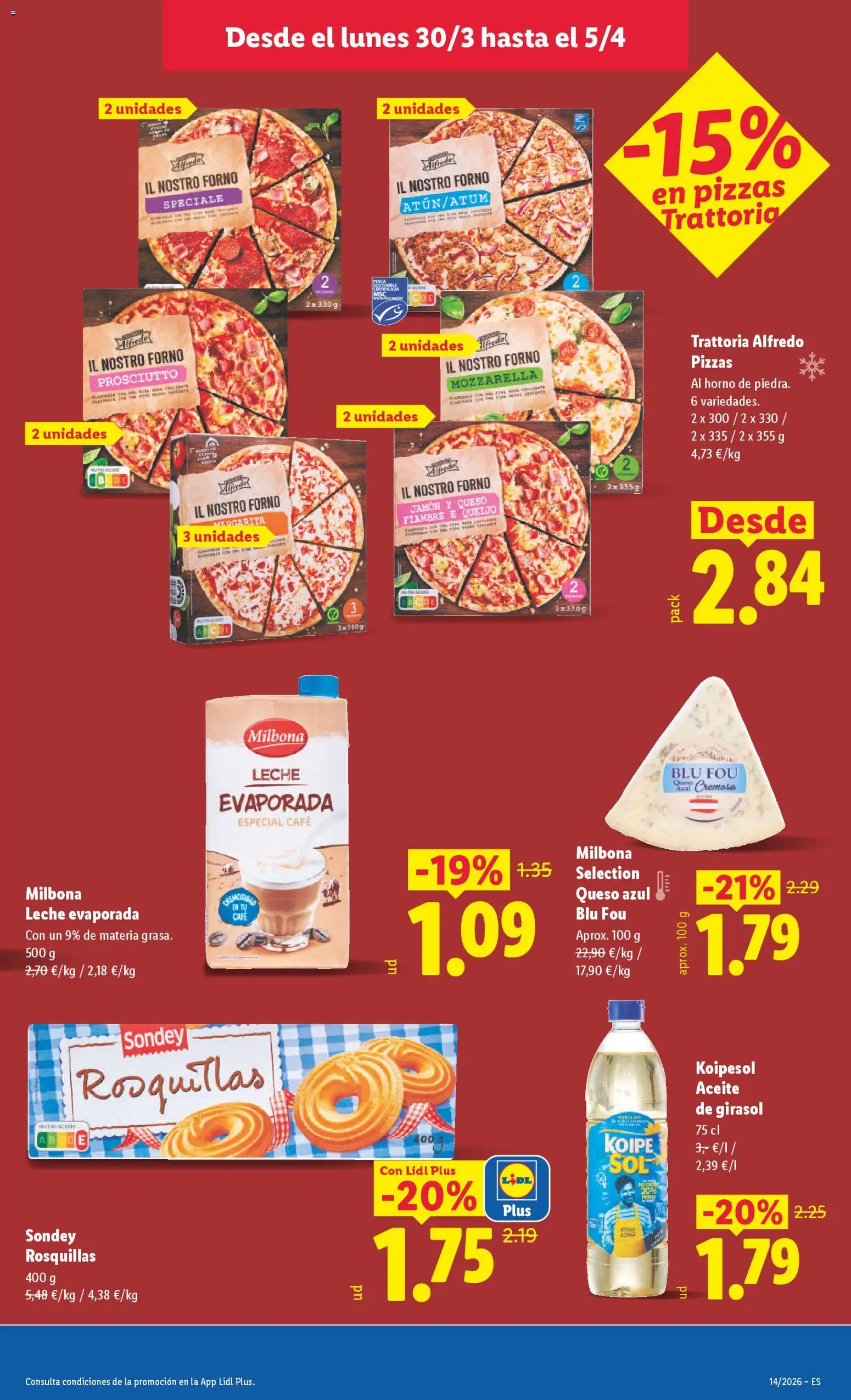 Lidl folleto │ válido desde el 30.03.2026 | Página: 19 | Productos: Leche, Aceite, Pizza, Horno