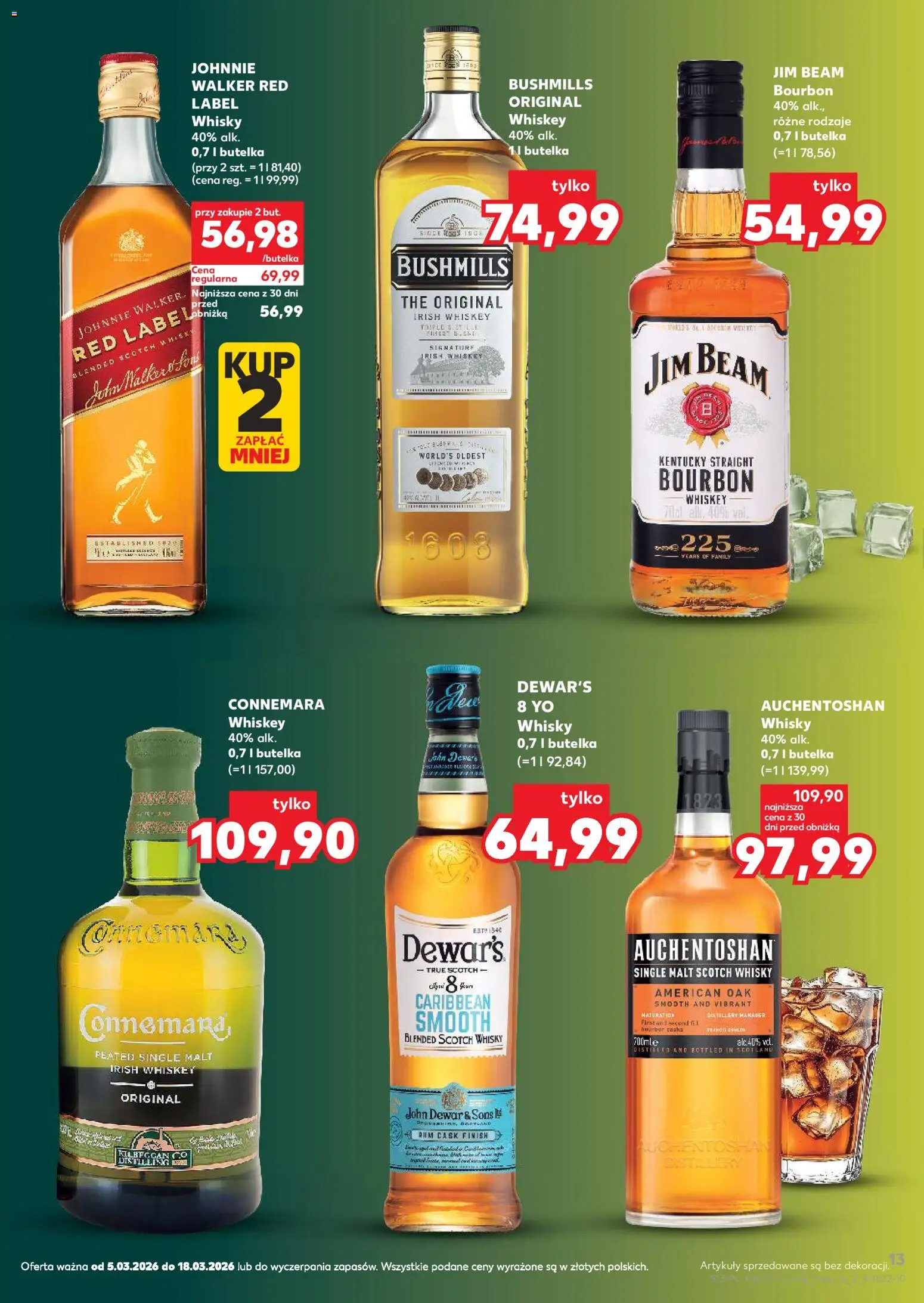 Kaufland Polsko leták - Barek od 05.03.2026 | Strana: 13 | Produkty: Finish, Jim Beam, Whisky, Bushmills