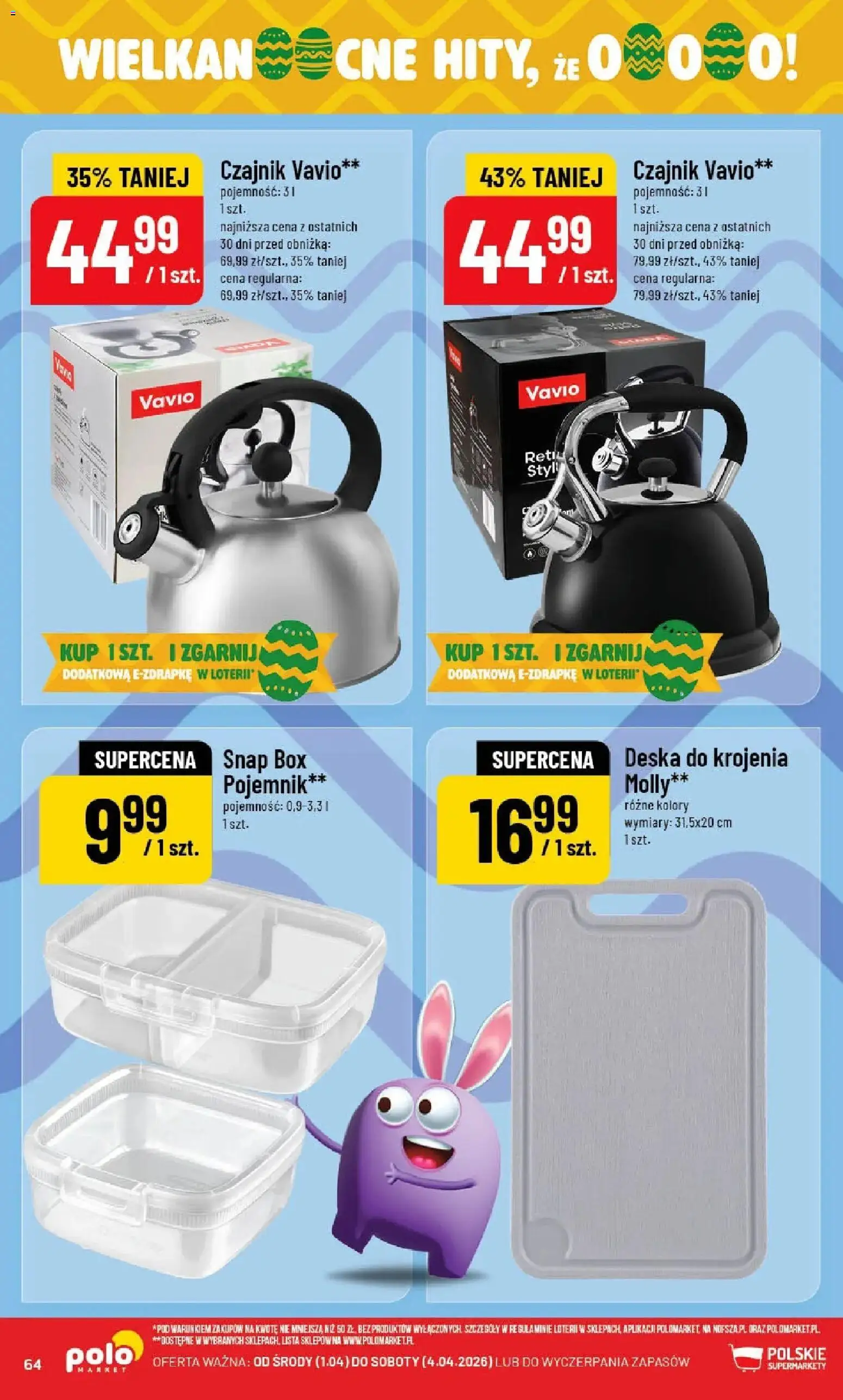 POLOmarket gazetka od 01.04.2026 | Strona: 64 | Produkty: Czajnik, Deska do krojenia