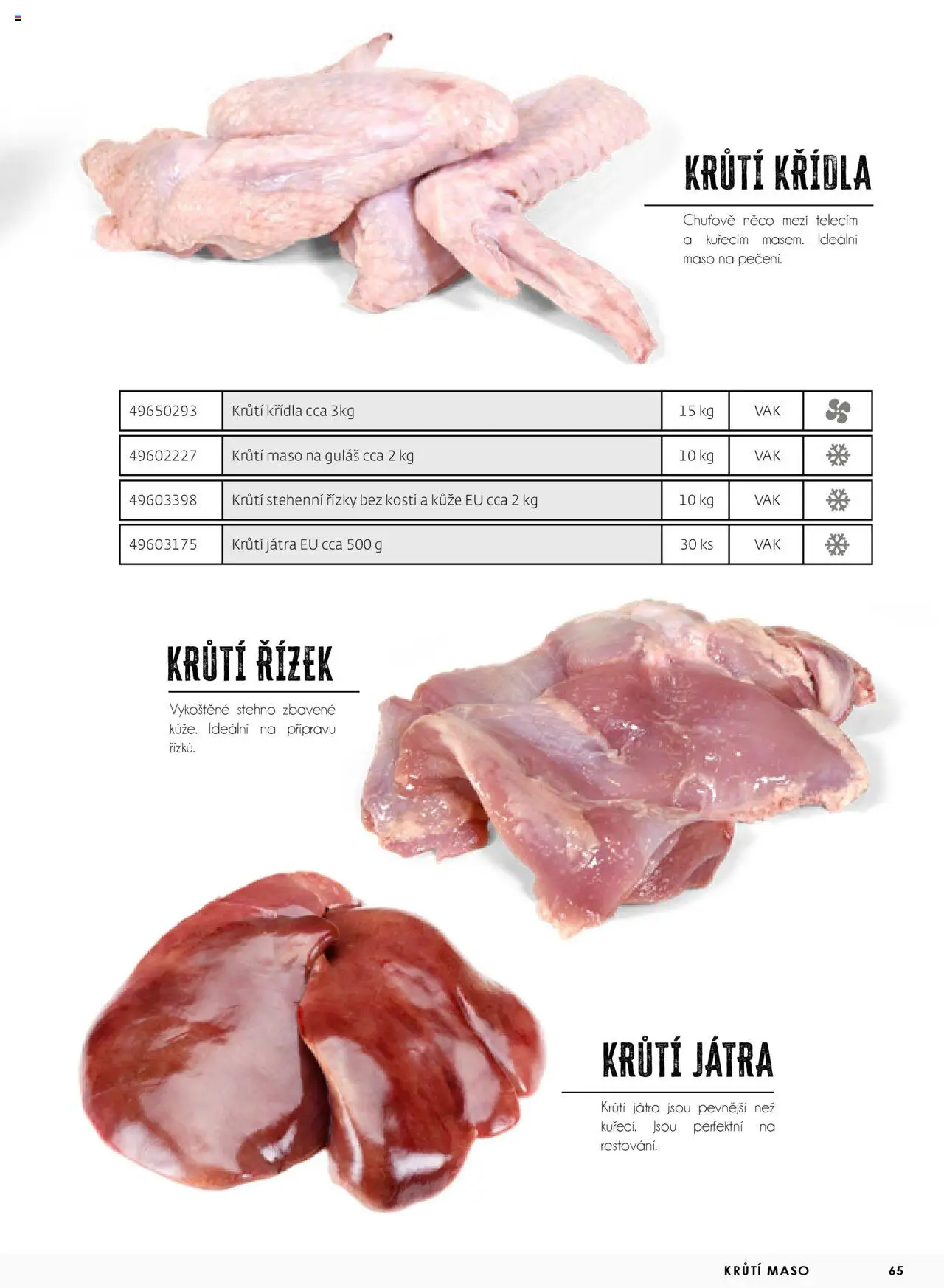 Jip katalalog - Maso 2025 od 01.01.2025 | Strana: 65 | Produkty: Stehenní řízky, Maso, Guláš, Krůtí maso