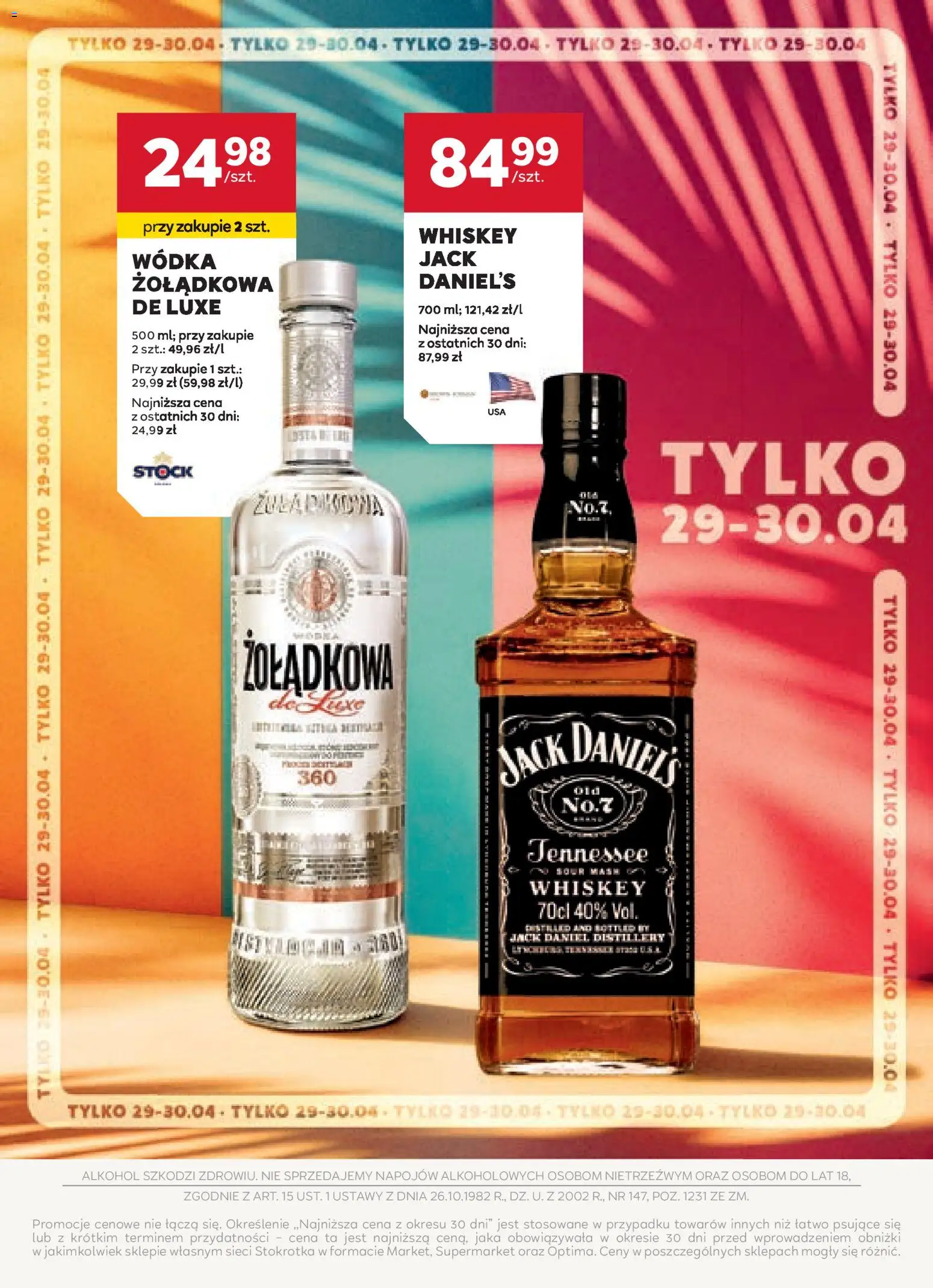 Stokrotka gazetka - Oferta alkoholowa od 16.04.2026 | Strona: 4 | Produkty: Stokrotka, Jack Daniel's, Alkohol, Wódka
