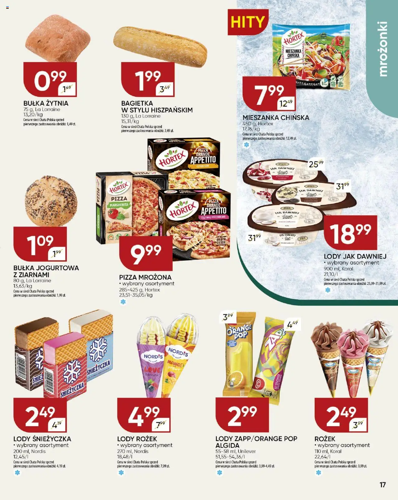 Chata Polska Gazetka od 31.07.2025 | Strona: 17 | Produkty: Szynka, Pizza mrożona, Pizza, Lody