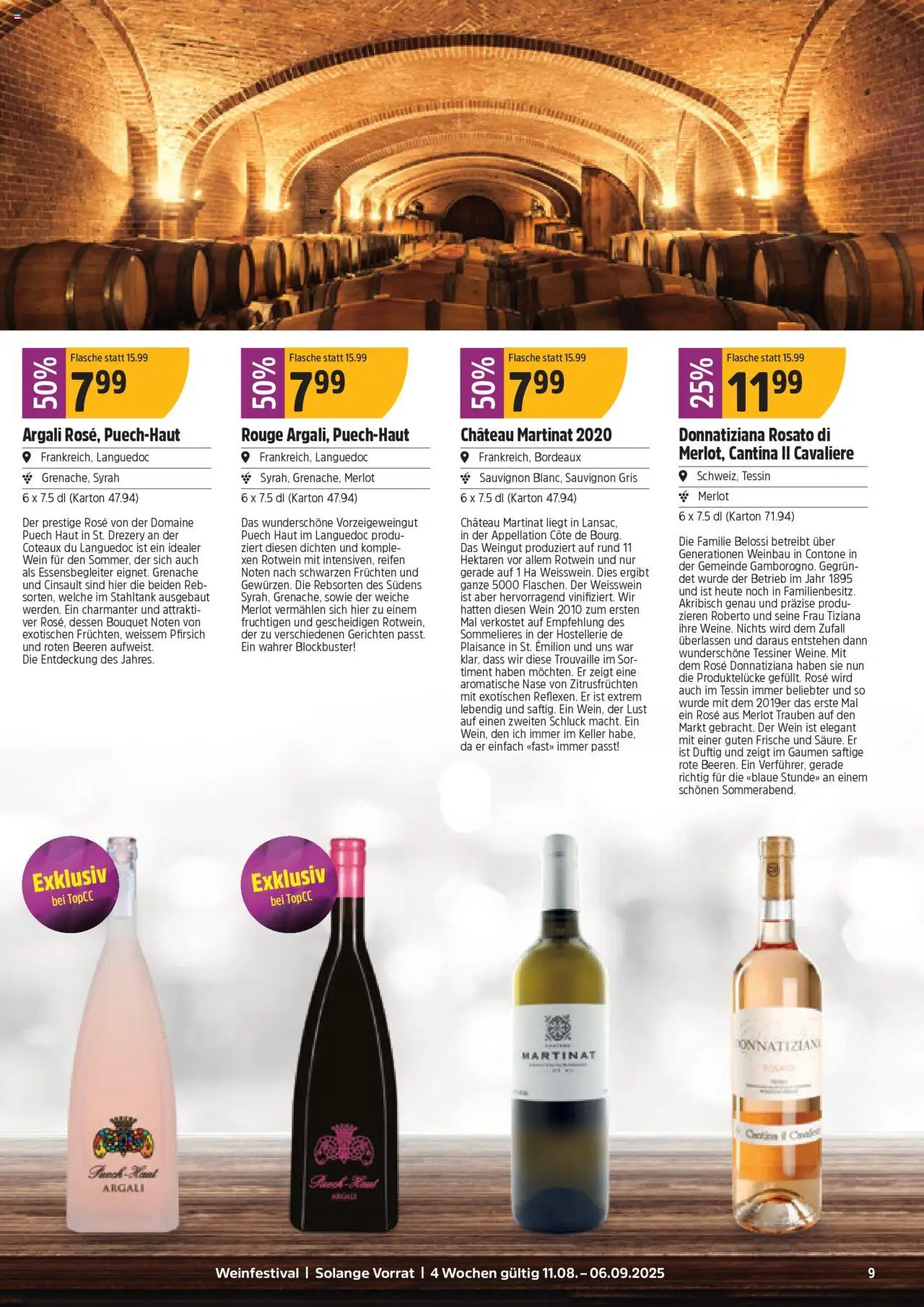 TopCC Aktionen Weinfestival ab 11.08.2025 | Seite: 9 | Produkte: Weißwein, Rotwein, Wein, Pfirsich