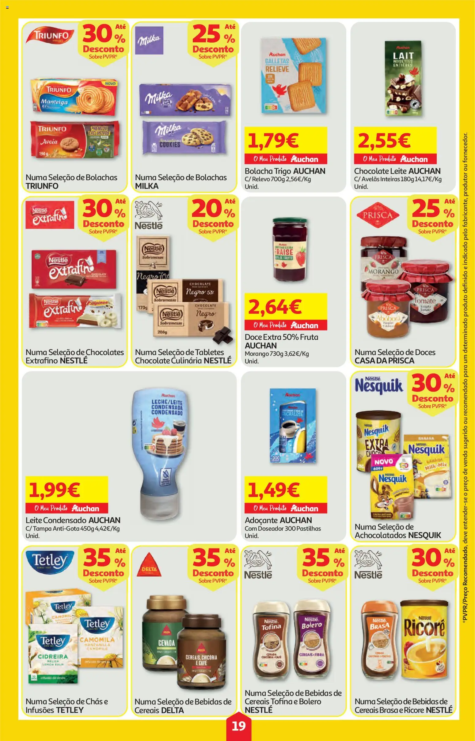 Auchan folheto │ válido de 16.04.2026 | Página: 19 | Produtos: Chocolates, Leite condensado, Chás, Cereais