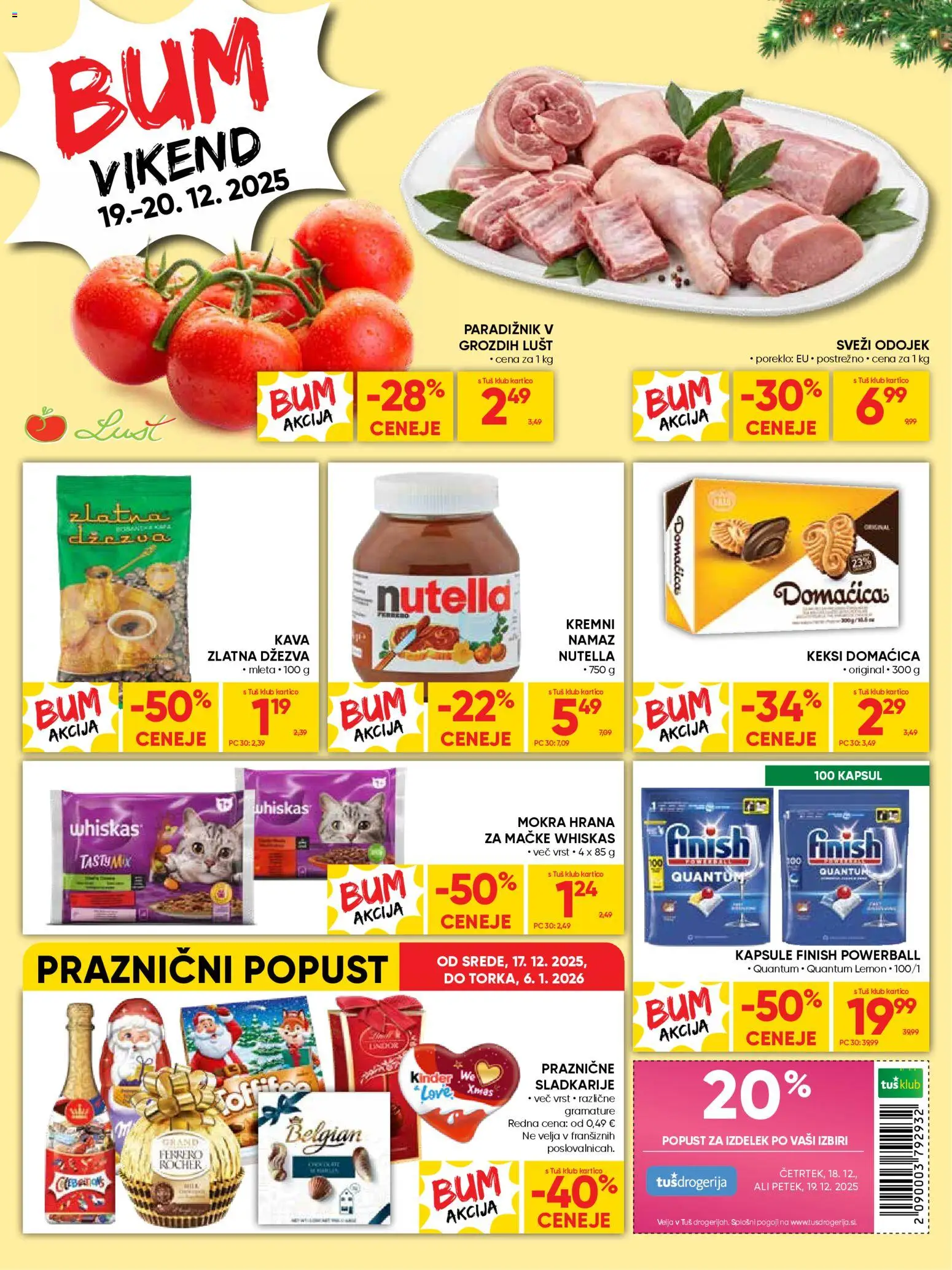 Novi Tuš katalog ponudbe – veljaven od 17.12.2025 | Stran: 20 | Izdelki: Keksi, Hrana za mačke, Namaz, Paradiznik