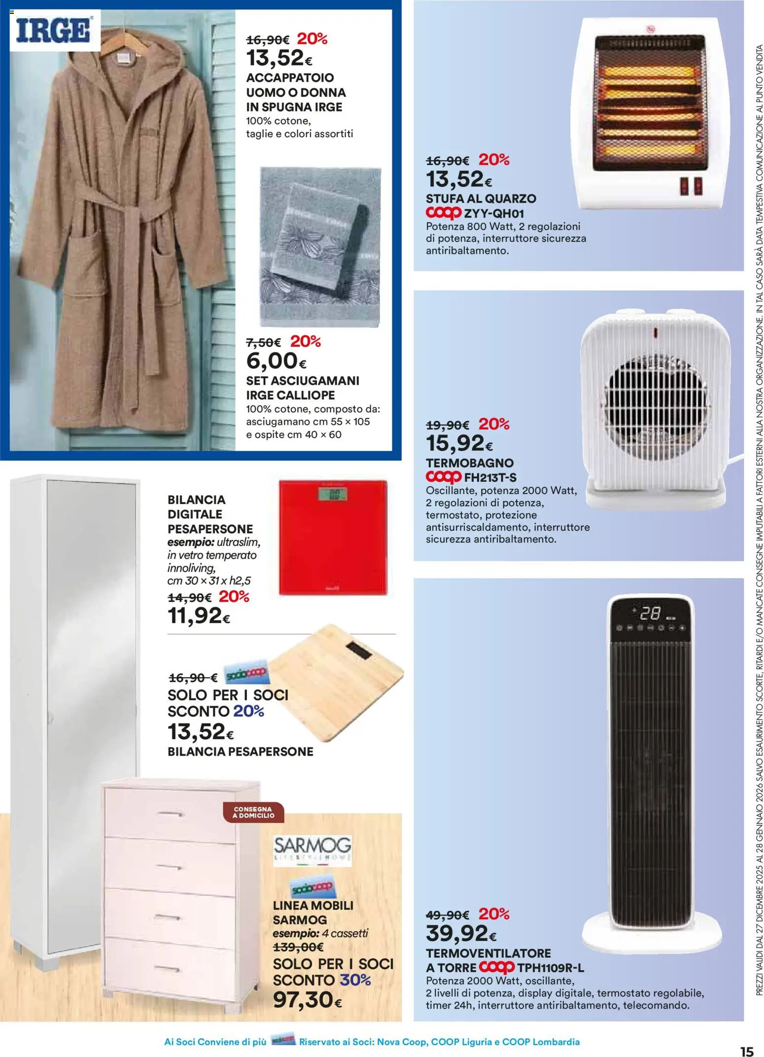 Volantino Ipercoop del 27.12.2025 | Pagina: 15 | Prodotti: Spugna, Accappatoio, Data, Asciugamano
