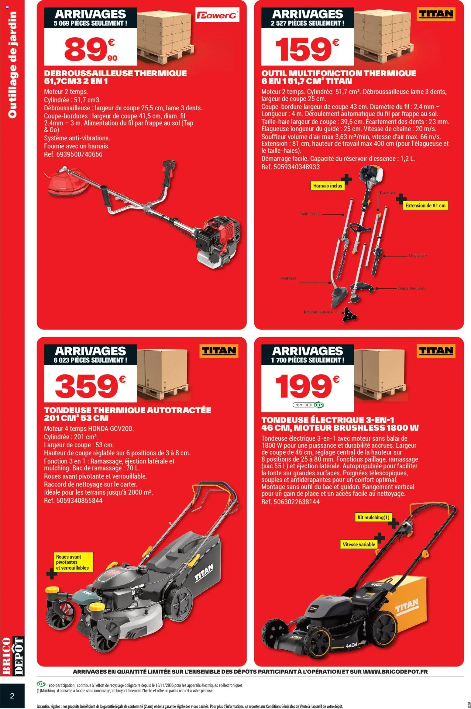 {H1} | Page: 2 | Produits: Sac, Débroussailleuse, Tondeuse, Balai