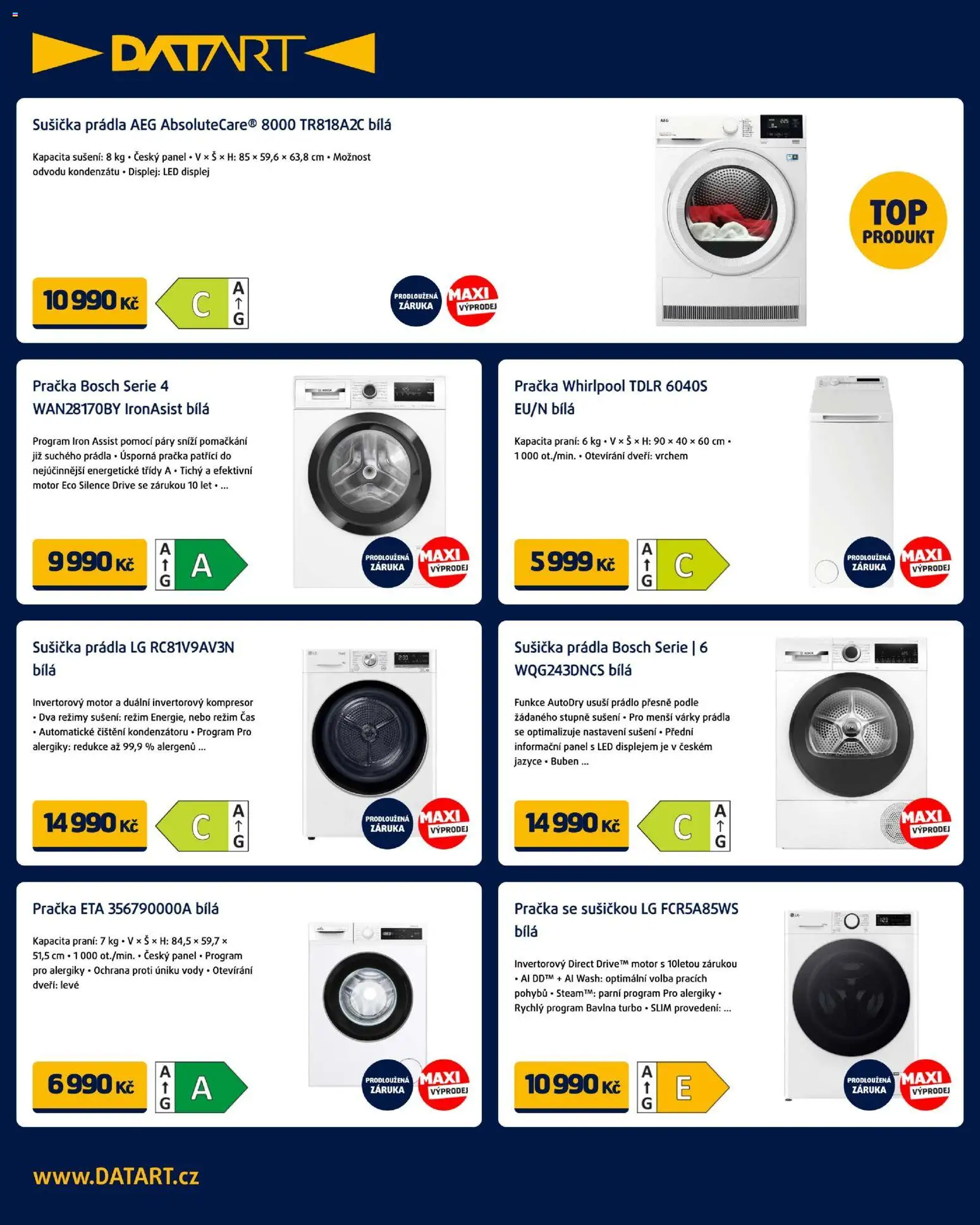 Datart leták od 12.01.2026 | Strana: 14 | Produkty: Pračka, Sušička, Kompresor, LED