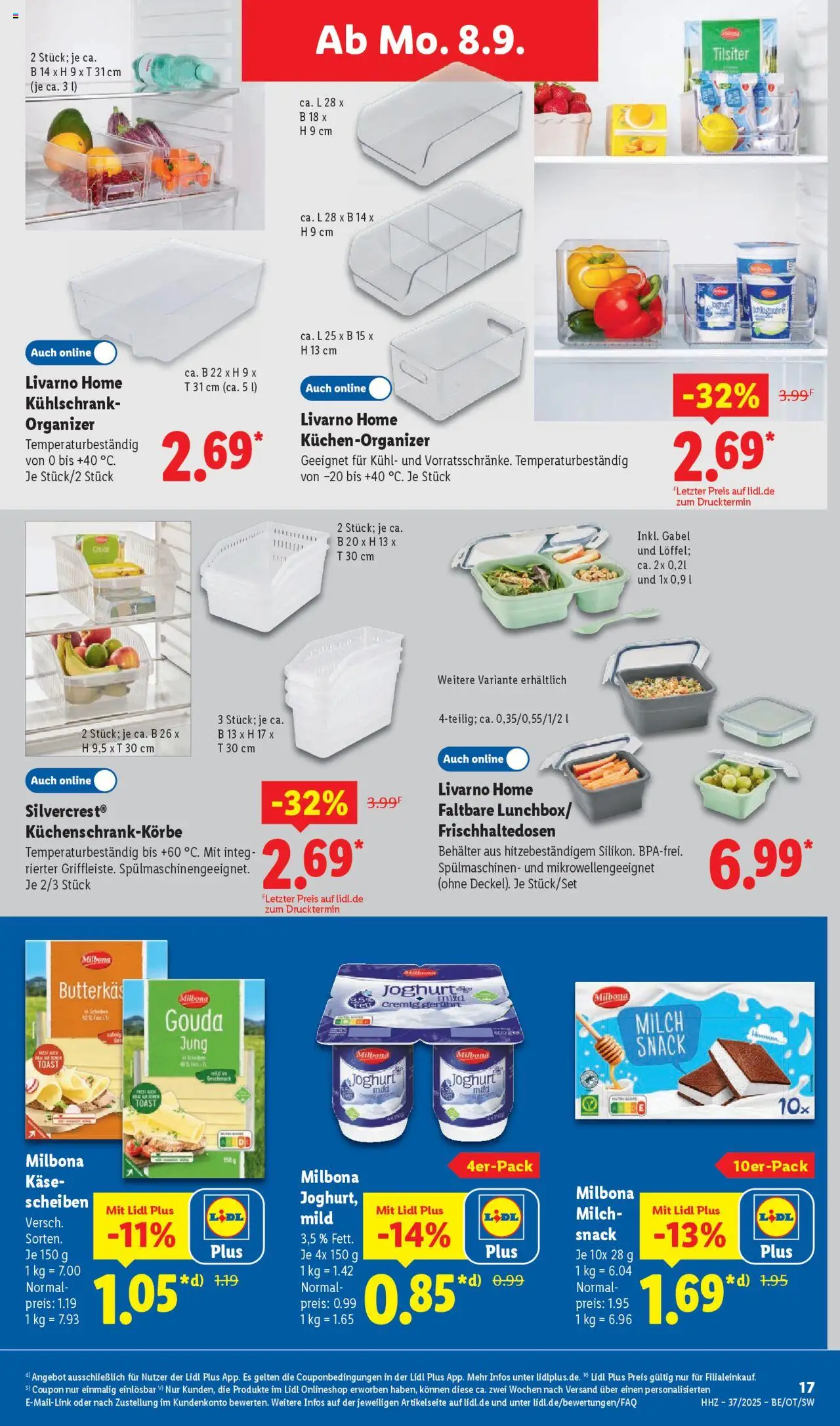 Lidl Prospekt Zossen 	 - gültig ab dem 08.09.2025 | Seite: 25 | Produkte: Schlagsahne, Joghurt, Gouda, Kühlschrank