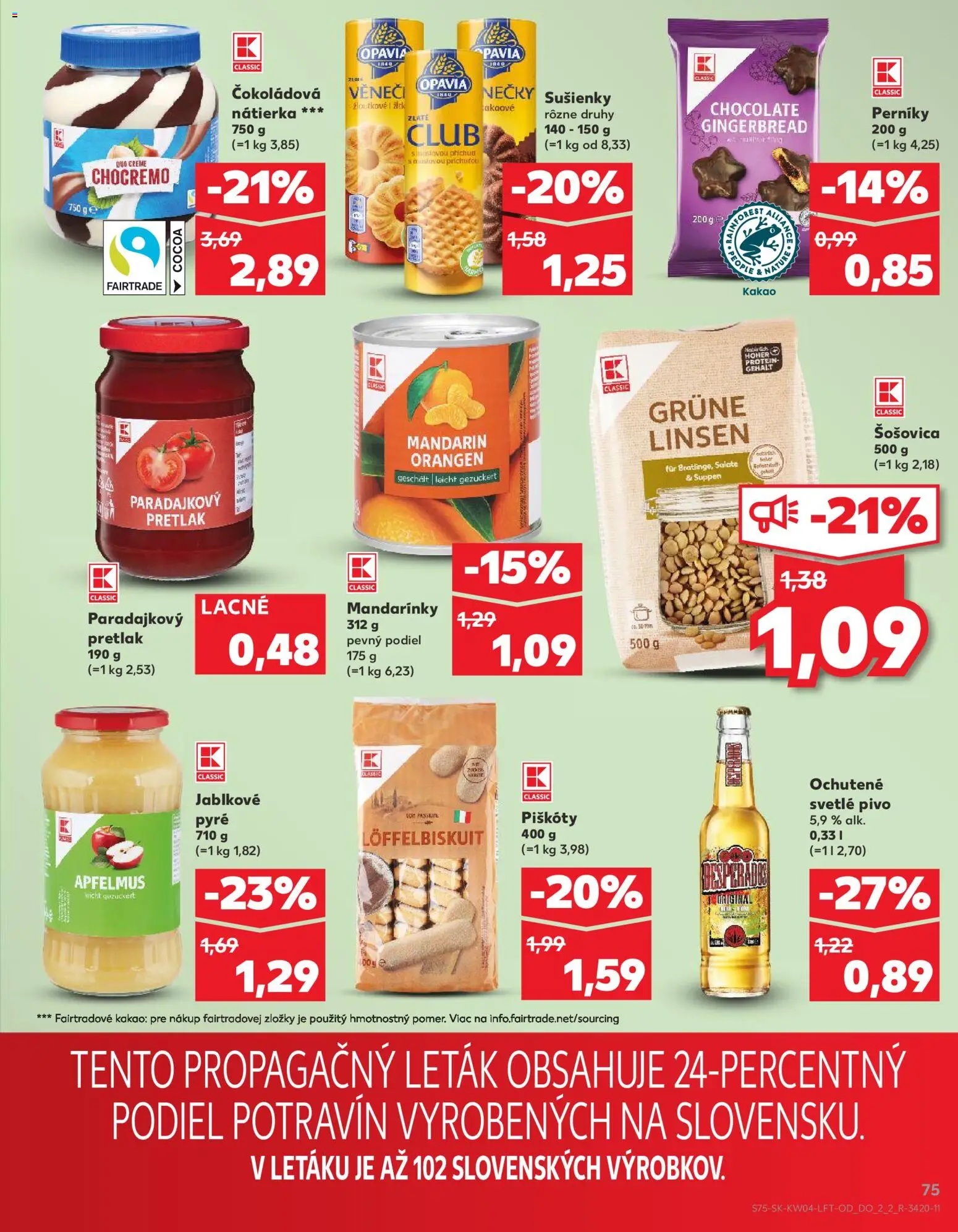 Nové Kaufland akcie – leták je platný od 22.01.2026 | Strana: 75 | Produkty: Pivo, Protein, Šošovica, Kakao