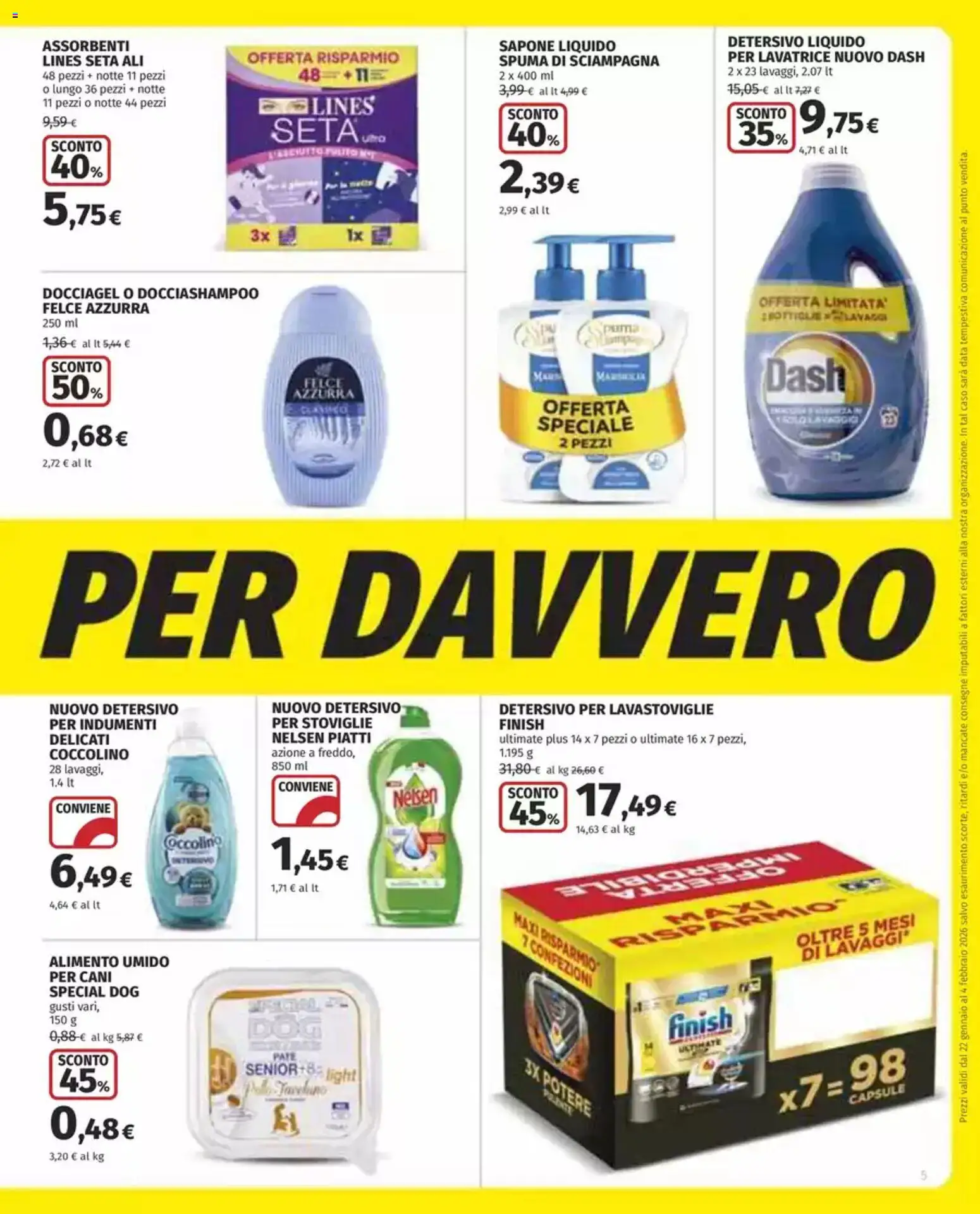 Volantino COOP del 22.01.2026 | Pagina: 5 | Prodotti: Sapone, Detersivo per lavastoviglie, Lavastoviglie, Data