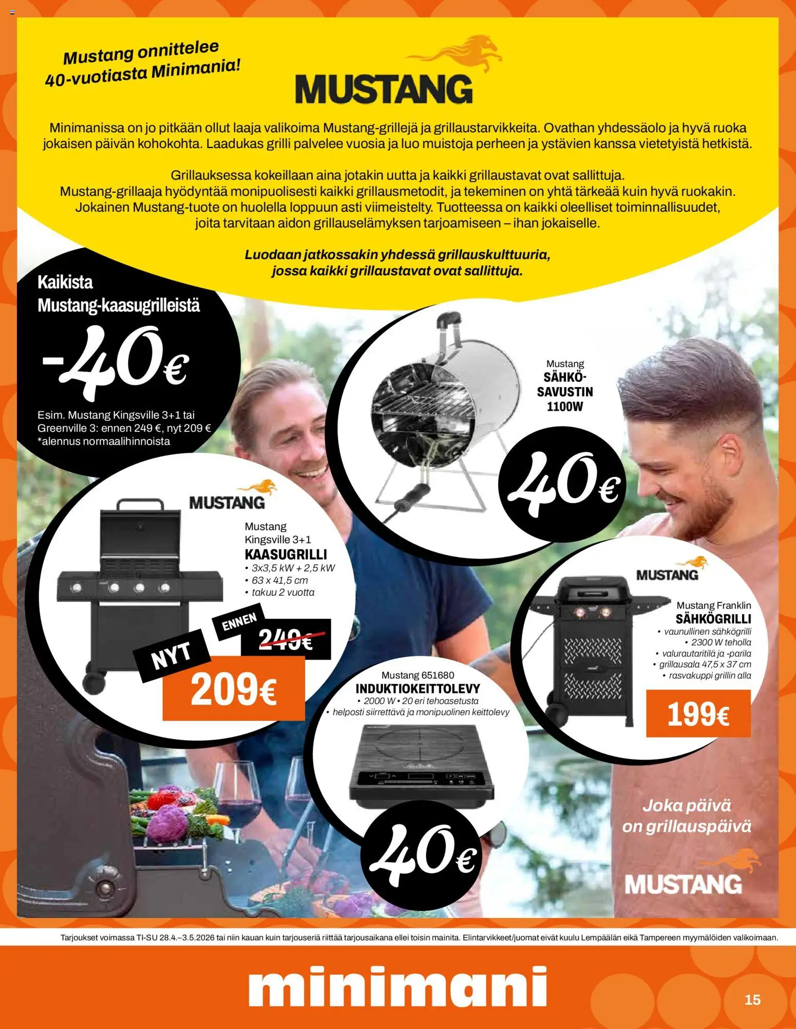 Minimani tarjoukset – voimassa 28.04.2026 alkaen | Sivu: 15 | Tuotteet: Grilli, Kaasugrilli, Sähkögrilli