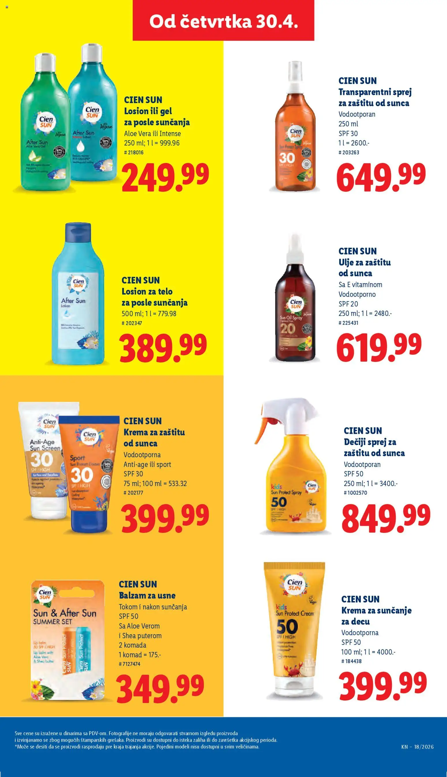 Lidl katalog - važi od 30.04.2026 | Strana: 63 | Proizvode: Cien, Balzam, Ulje, Krema za sunčanje