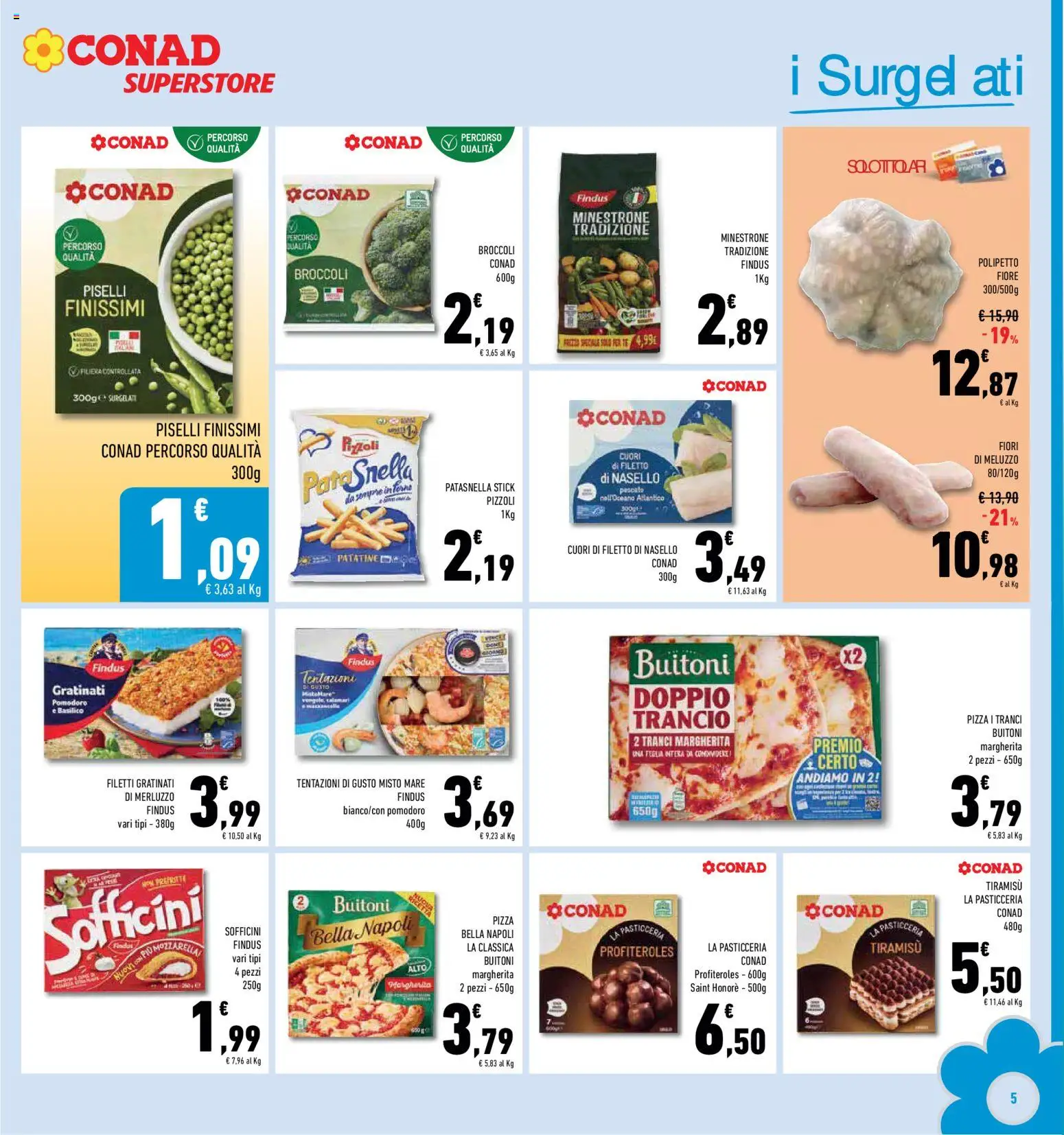 Volantino Conad del 14.01.2026 | Pagina: 5 | Prodotti: Mozzarella, Pomodoro, Broccoli, Nasello