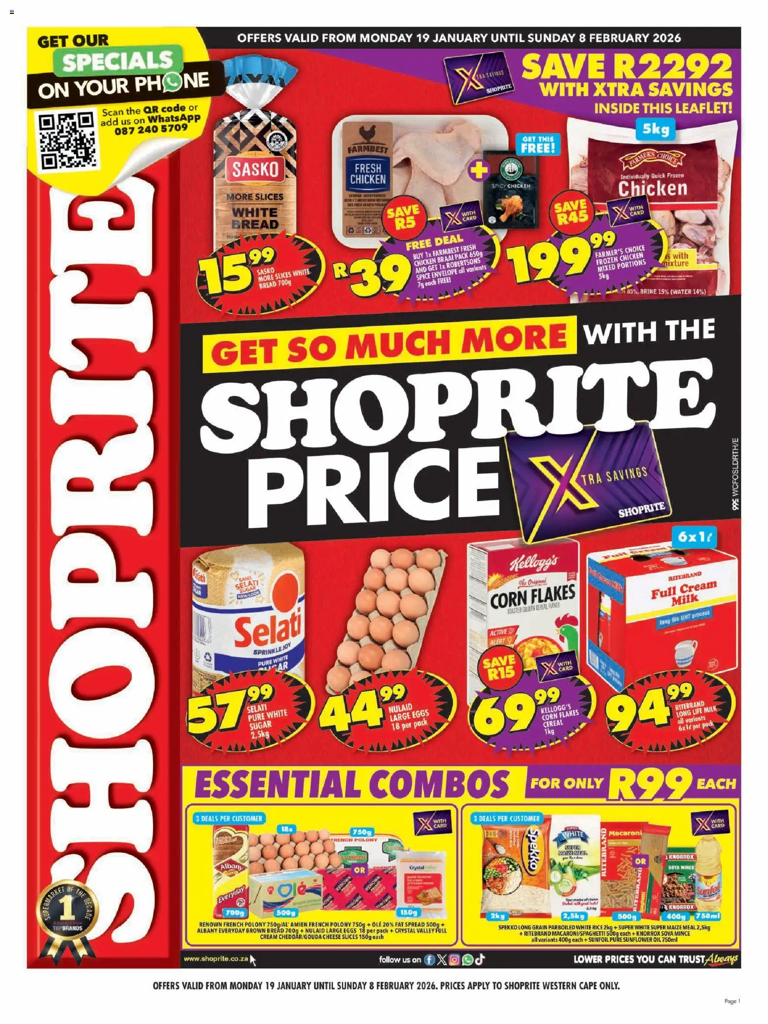 New Shoprite catalogue – valid from 19.01.2026 | Page: 1 | Products: Eggs, Bread, Rice, Cream