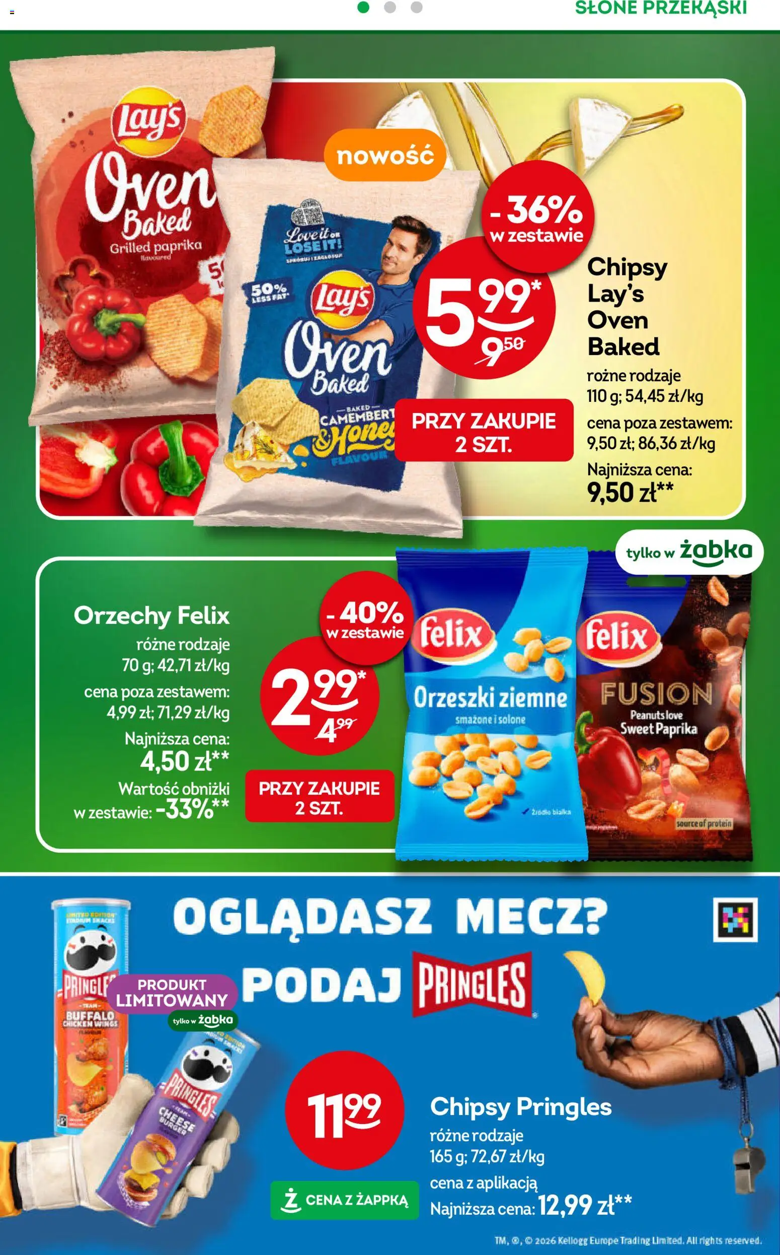 Żabka Gazetka od 25.02.2026 | Strona: 24 | Produkty: Chipsy, Camembert, Pringles, Orzechy