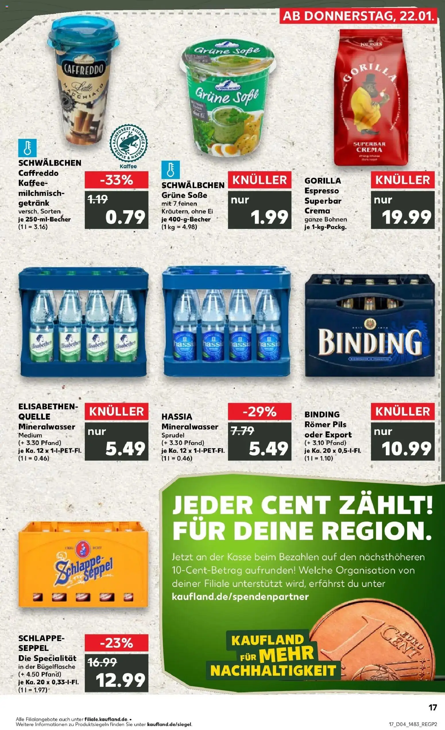 Kaufland prospekt Frankfurt Am Main	 – gültig ab 22.01.2026 | Seite: 17 | Produkte: Kaffee, Pils, Mineralwasser, Soße