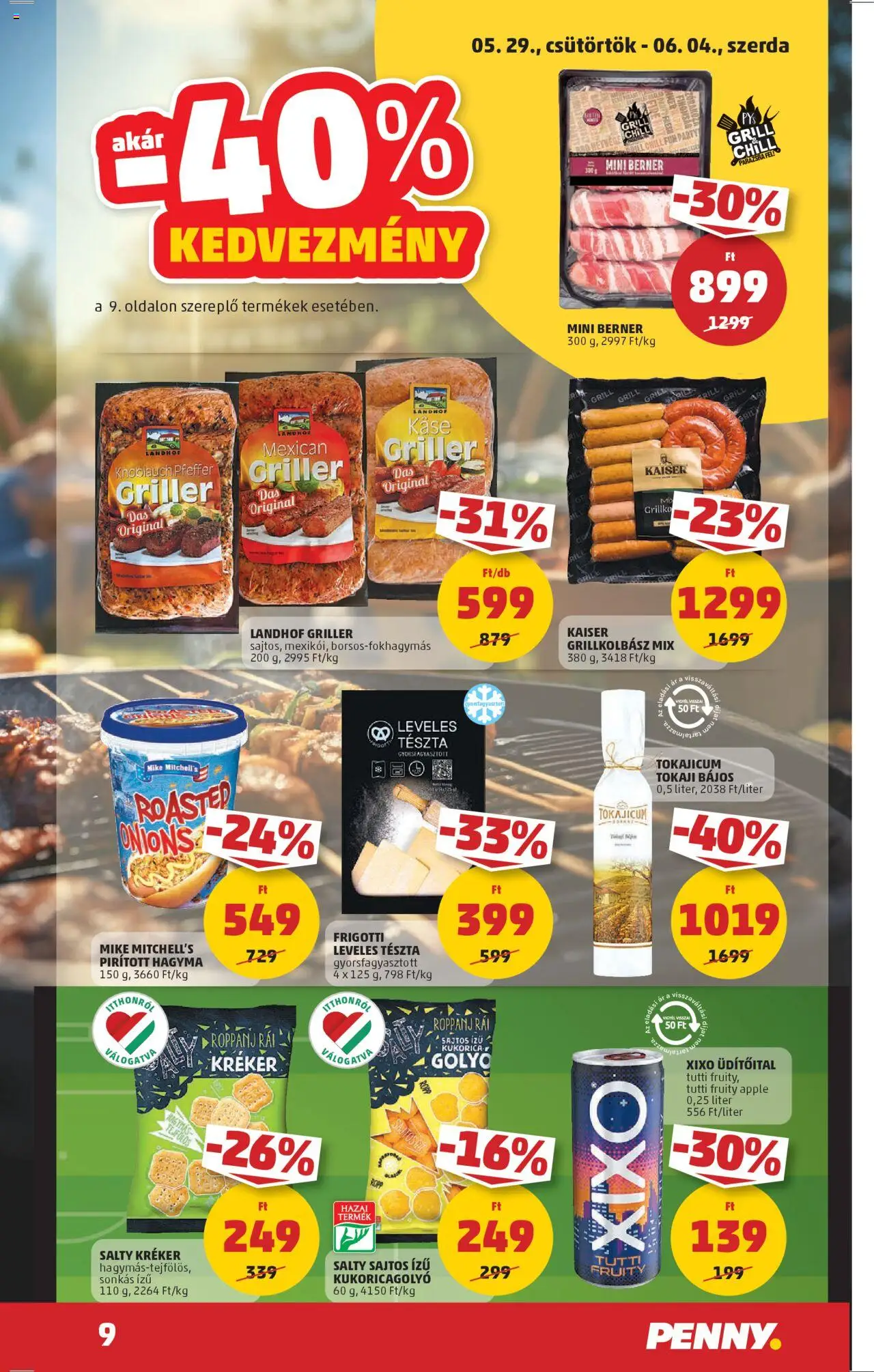 PENNY akciós ujság - amely érvényes a következő dátumtól: 29.05.2025 | Oldal: 11 | Termékek: Grillkolbász, Kréker, Tészta, Hagyma