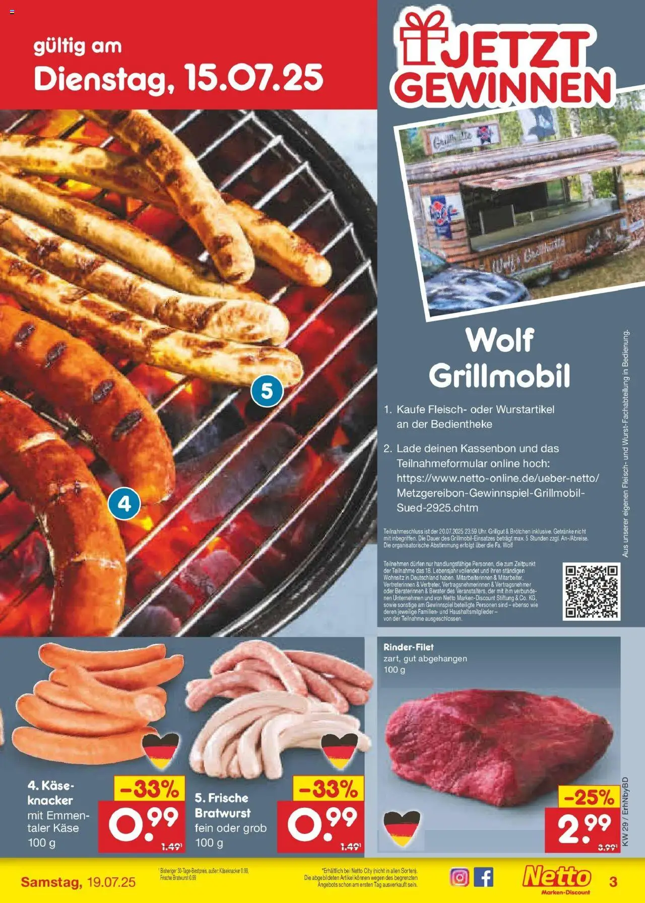 Netto Marken-Discount prospekt Ergolding	 - gültig ab dem 13.07.2025 | Seite: 37 | Produkte: Käse, Rinderfilet, Bratwurst, Fleisch