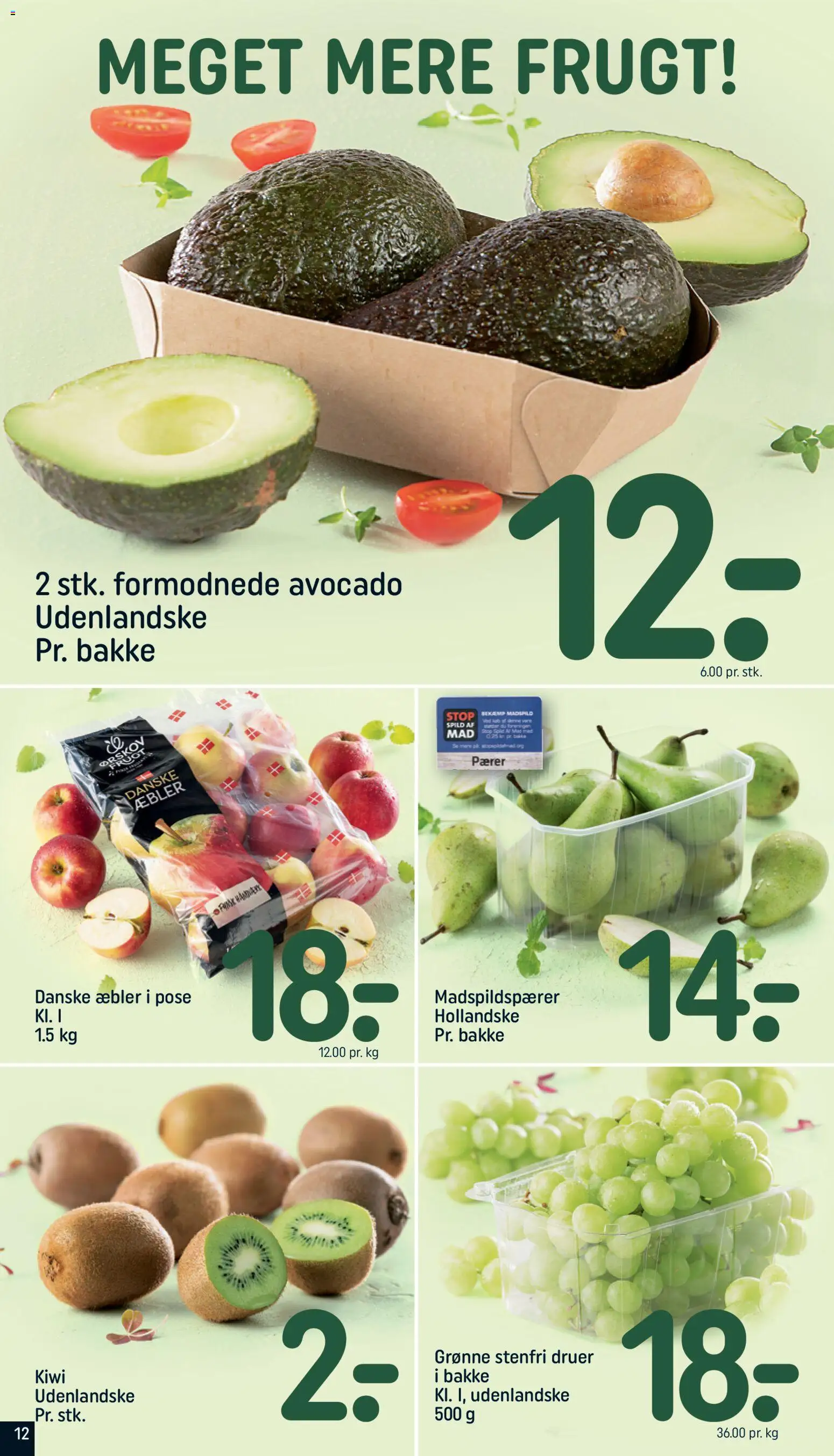 Rema 1000 tilbudsavis – gyldig fra 11.01.2026 | Side: 12 | Produkter: Æbler, Kiwi, Avocado, Pærer