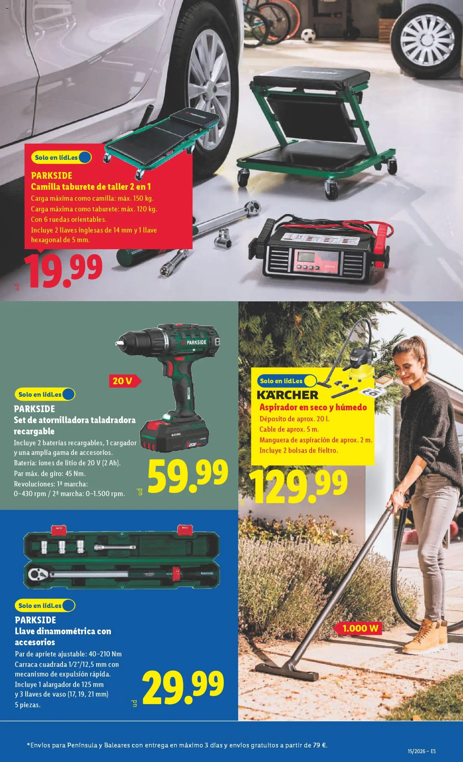 Lidl folleto de bazar │ válido desde el 06.04.2026 | Página: 3 | Productos: Taburete, Manguera, Cable, Batería