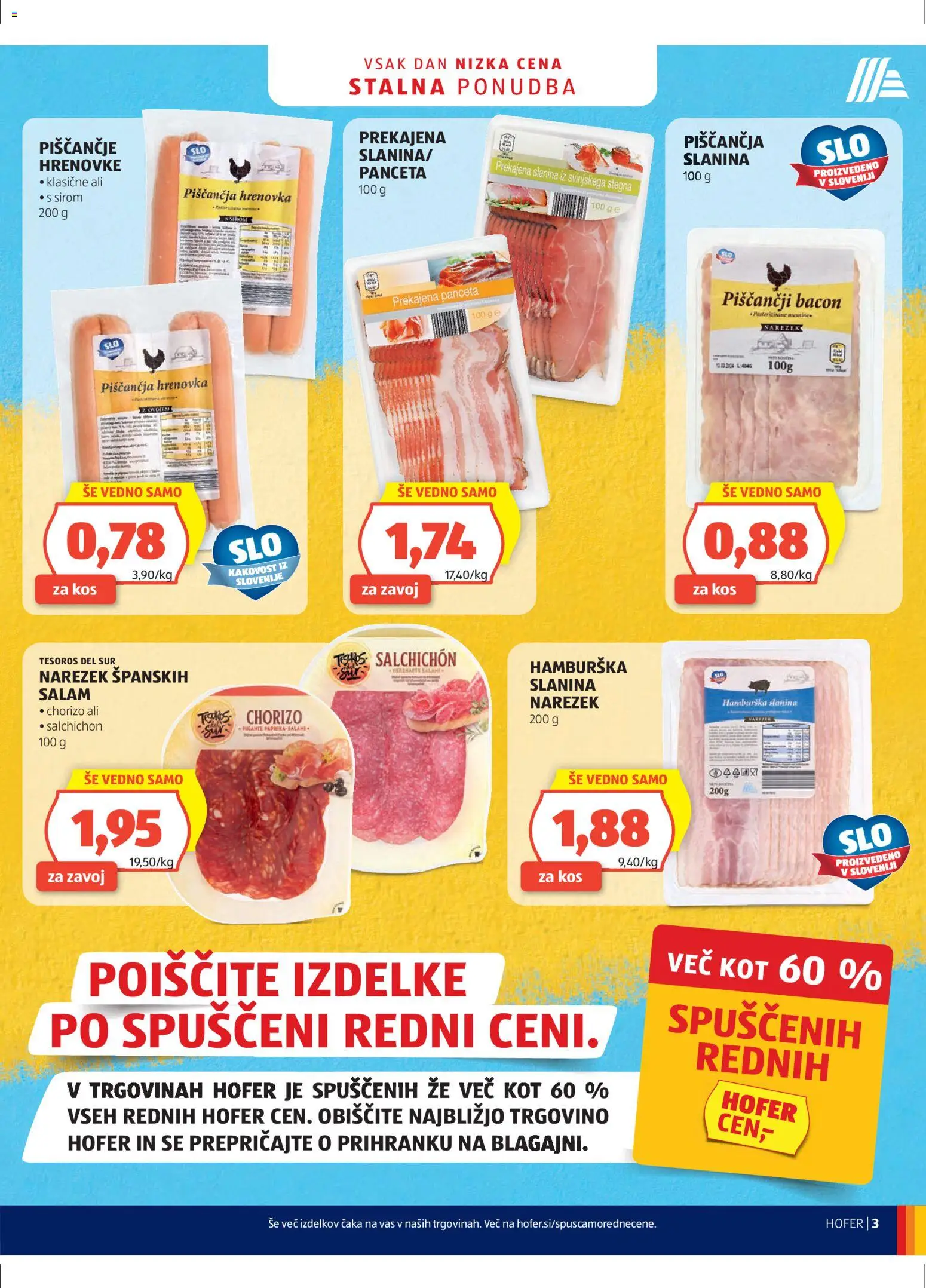 Hofer SI katalog | vrijedi od 29.04.2026 | Stranica: 3 | Proizvodi: Hrenovke, Slanina, Panceta