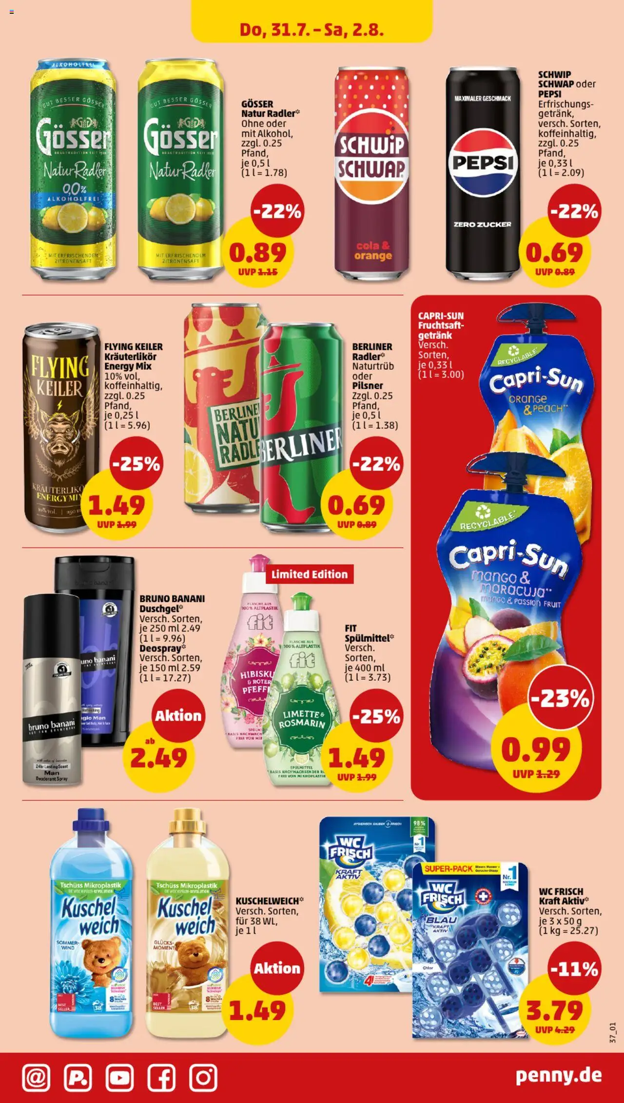Penny Prospekt 	 - gültig ab dem 28.07.2025 | Seite: 37 | Produkte: Energy, Deodorant, Mango, Limette