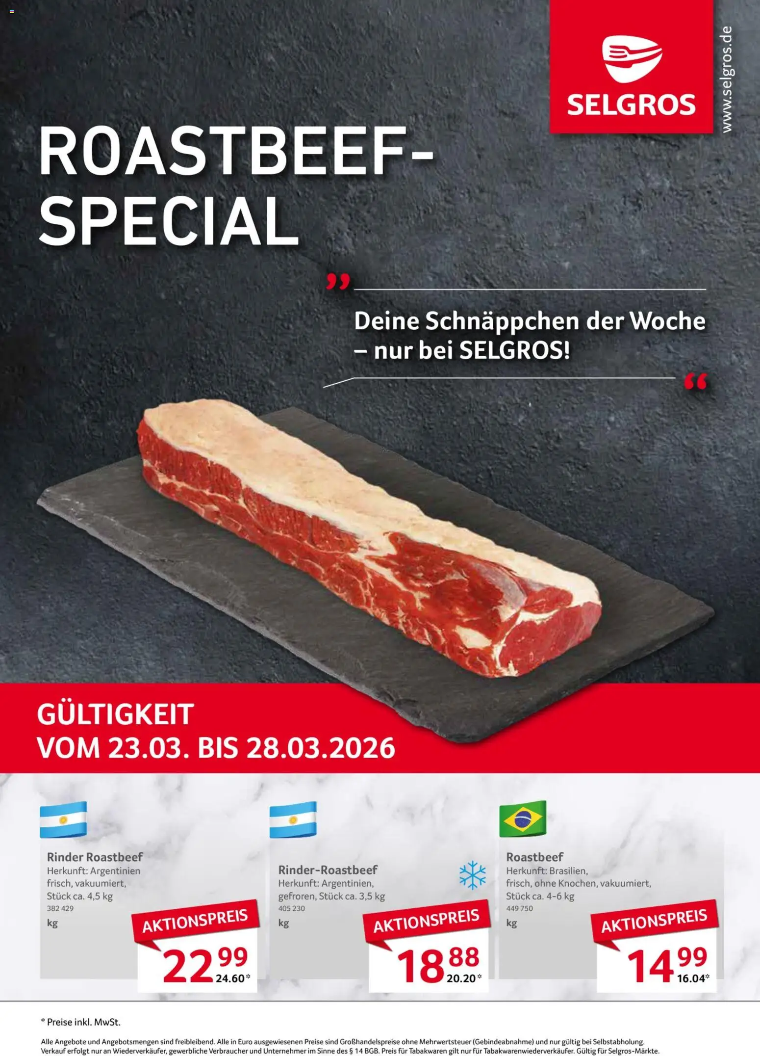 Selgros Roastbeef – gültig ab 23.03.2026 | Seite: 1 | Produkte: Roastbeef