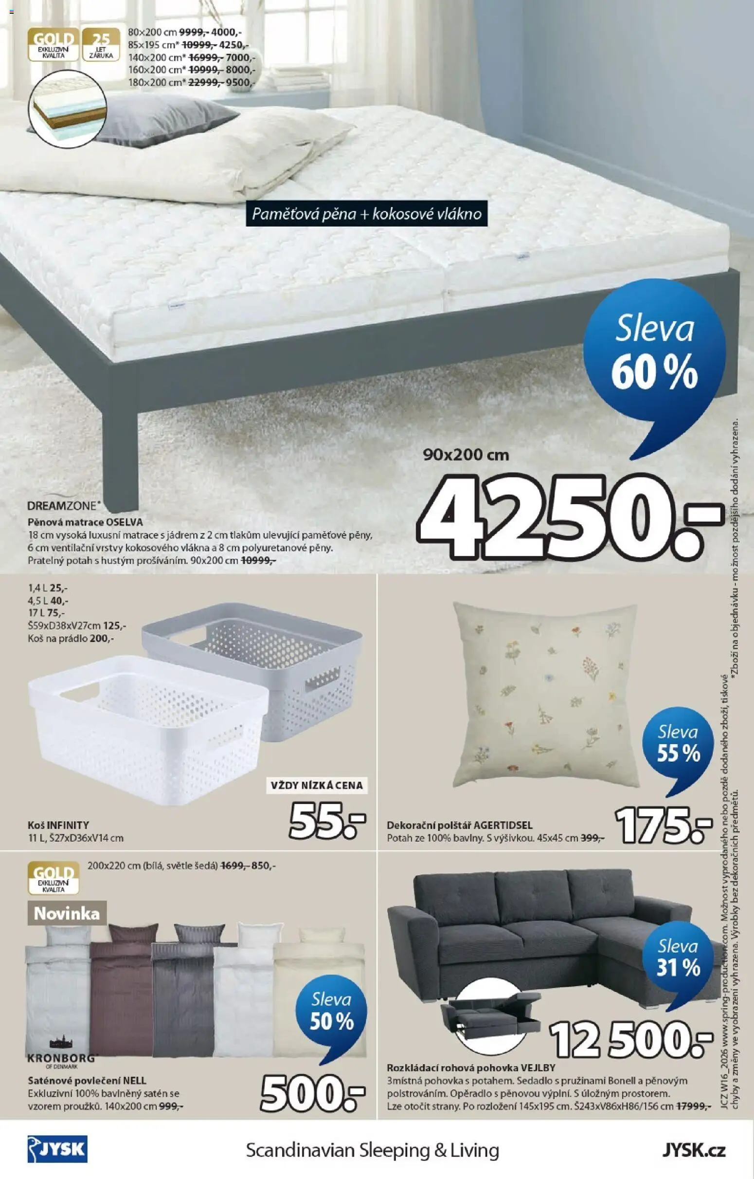 JYSK leták od 15.04.2026 | Strana: 16 | Produkty: Povlečení, Polštář, Koš, Saténové povlečení