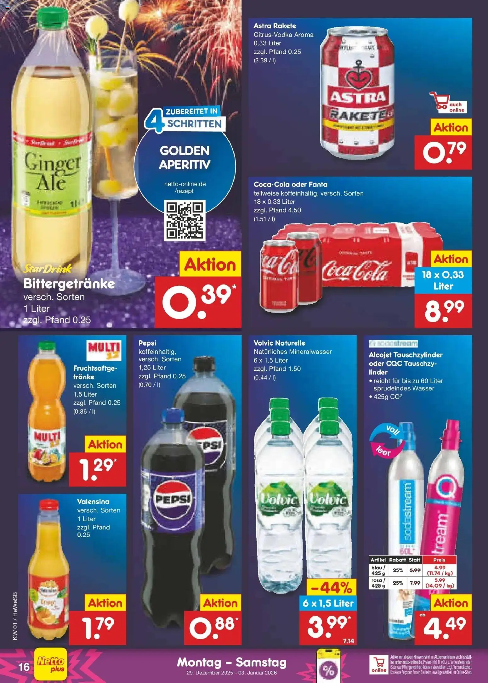 Netto Marken-Discount prospekt Hamburg	 – gültig ab 28.12.2025 | Seite: 16 | Produkte: Astra rakete, Fanta, Astra, Valensina