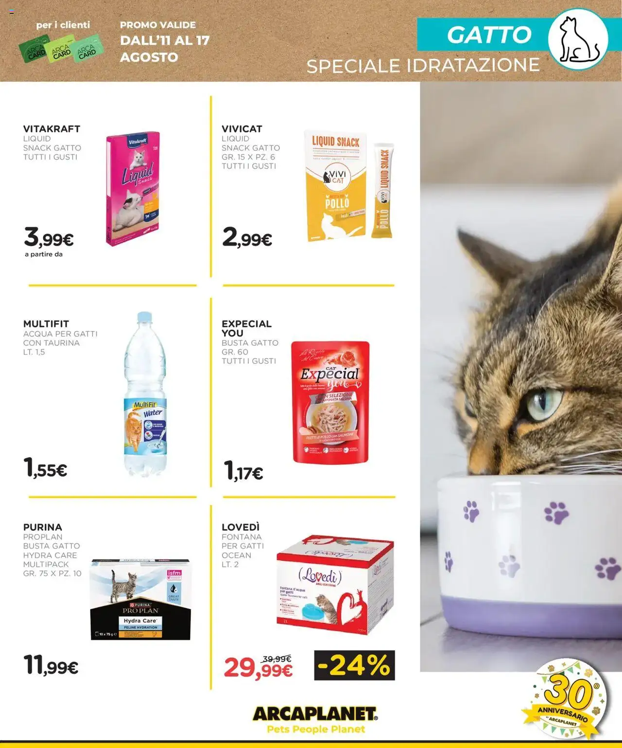 Volantino Arcaplanet del 11.08.2025 | Pagina: 13 | Prodotti: Pollo, Salmone, Acqua