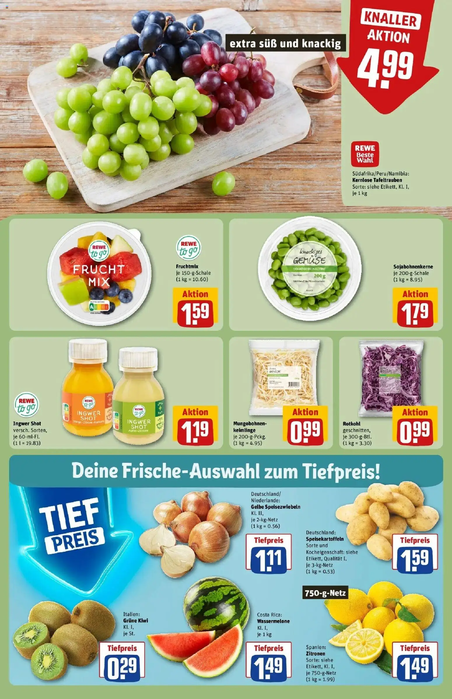 Rewe Prospekt Mannheim	 – gültig ab 15.03.2026 | Seite: 8 | Produkte: Rotkohl, Gemüse, Wassermelone, Kiwi