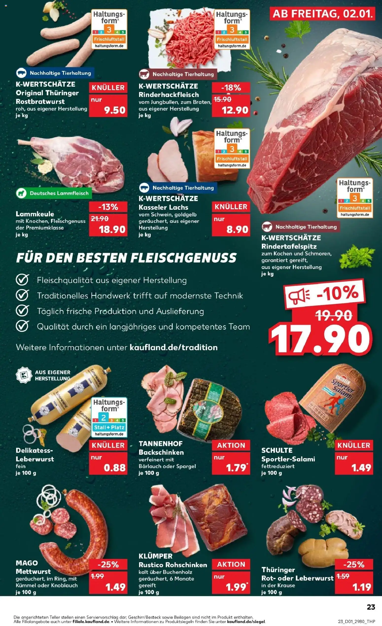 Kaufland prospekt Staßfurt	 – gültig ab 05.01.2026 | Seite: 29 | Produkte: Lammkeule, Lachs, Knoblauch, Salami