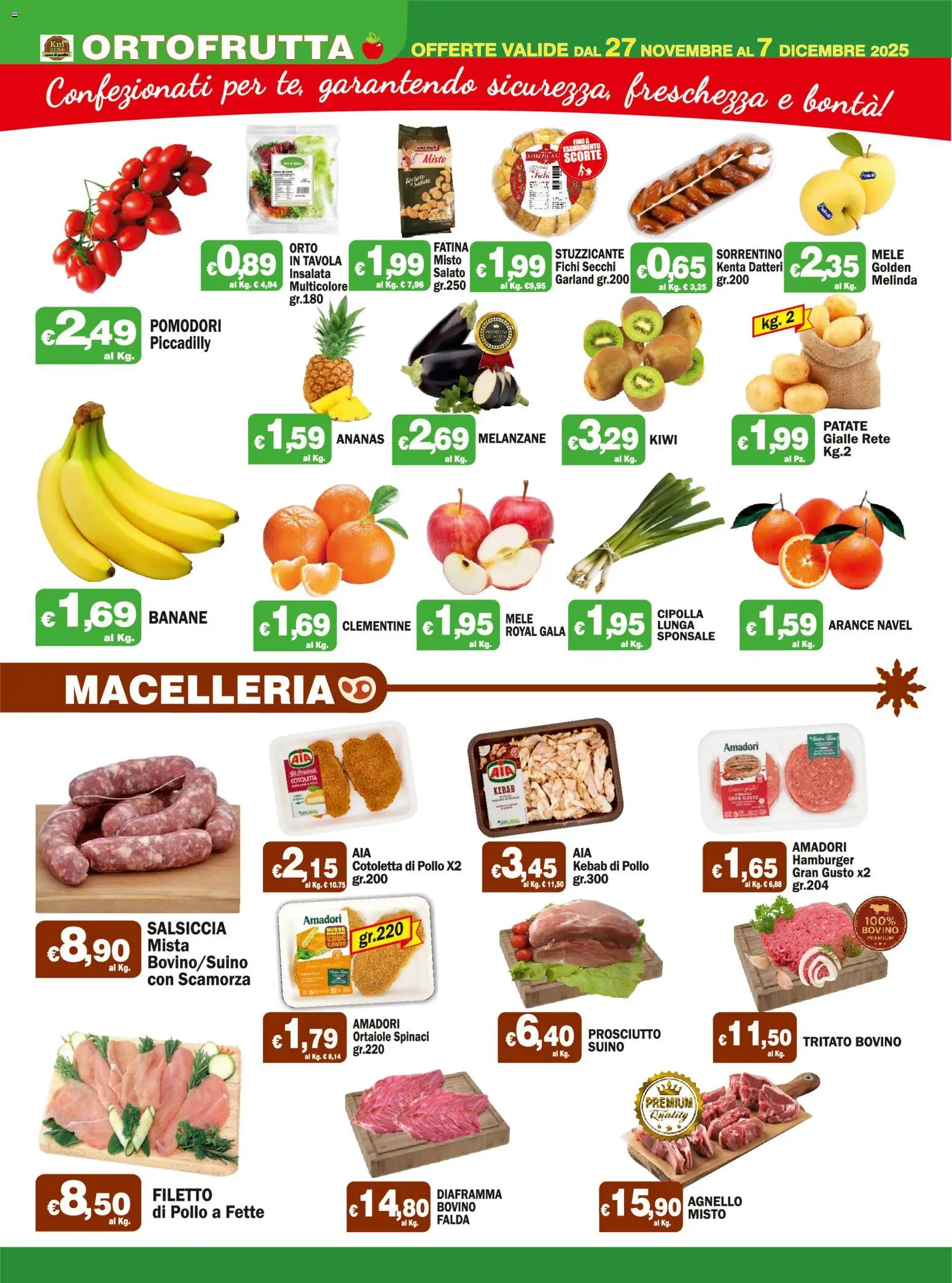 Volantino Primo Prezzo del 27.11.2025 | Pagina: 6 | Prodotti: Bovino, Banane, Kiwi, Insalata