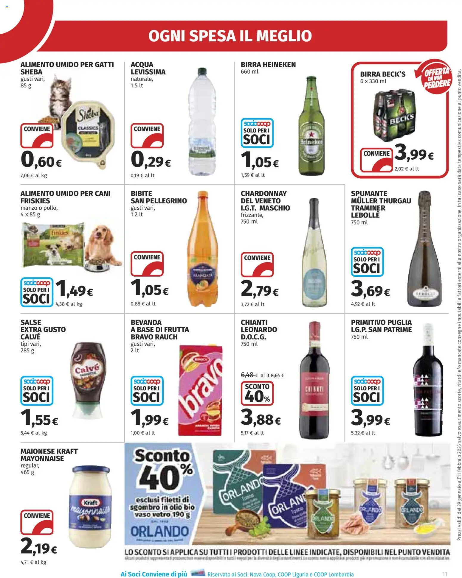 Volantino Ipercoop del 29.01.2026 | Pagina: 11 | Prodotti: Birra, Manzo, Maionese, Bibite