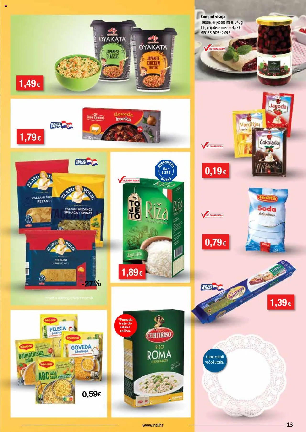 NTL katalog | vrijedi od 01.10.2025 | Stranica: 13 | Proizvodi: Špinat, Čokolada, Rezanci, Kompot