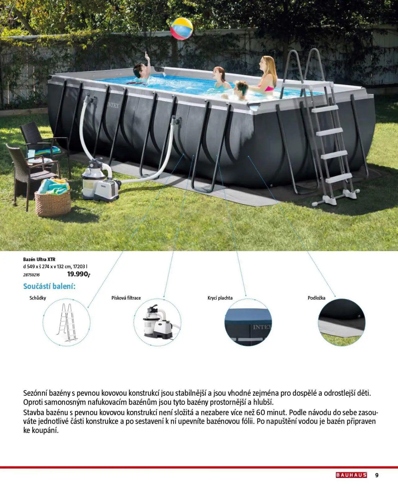 Bauhaus katalog Bazény a vířivky od 26.06.2025 | Strana: 9 | Produkty: Bazény, Písková filtrace, Bazén, Plachta