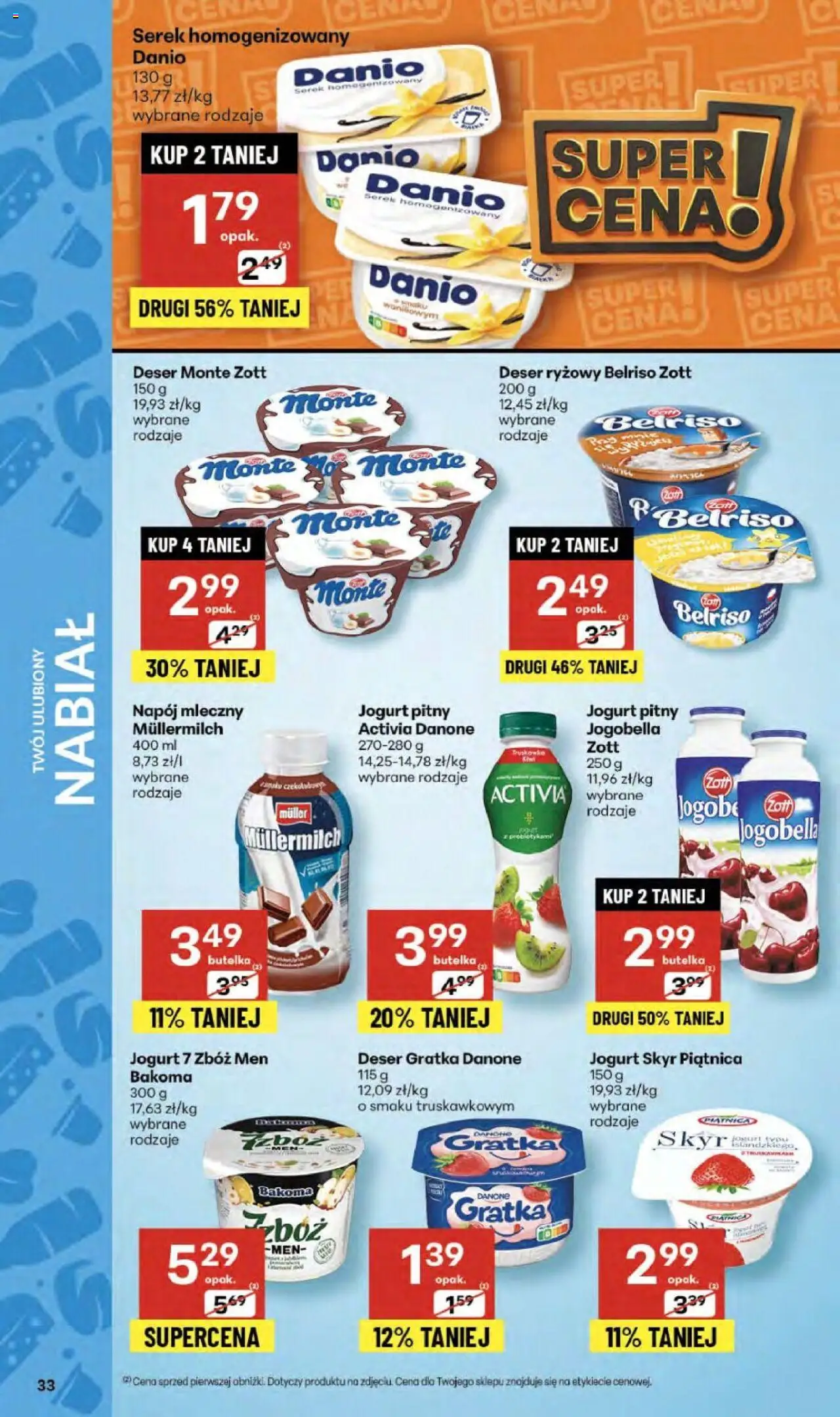 Delikatesy Centrum Gazetka od 02.10.2025 | Strona: 33 | Produkty: Serek, Skyr piątnica, Jogurt, Skyr