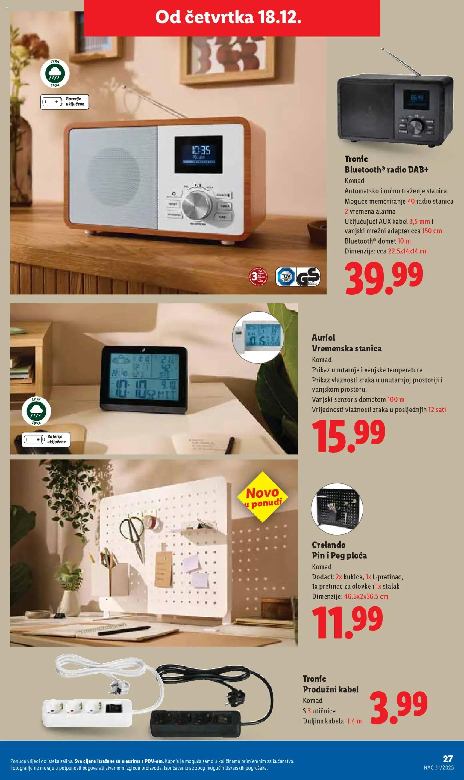 Lidl katalog | vrijedi od 18.12.2025 | Stranica: 27 | Proizvodi: Baterije, Radio, Kabel, Adapter