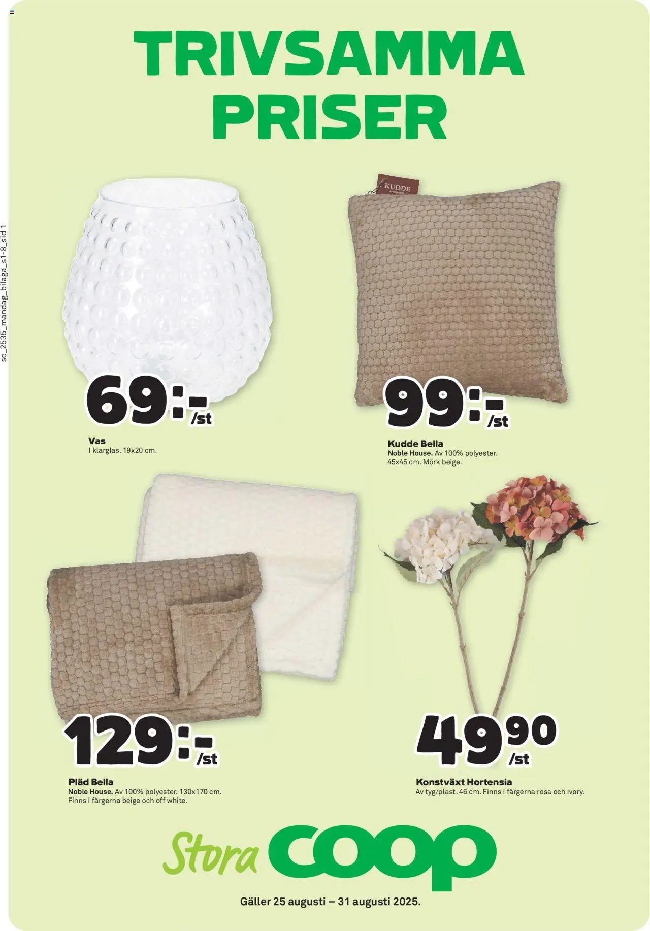 Coop Forum reklamblad aktuell från 25.08.2025 | Sida: 17 | Produkter: Konstväxt, Pläd, Kudde, Galler