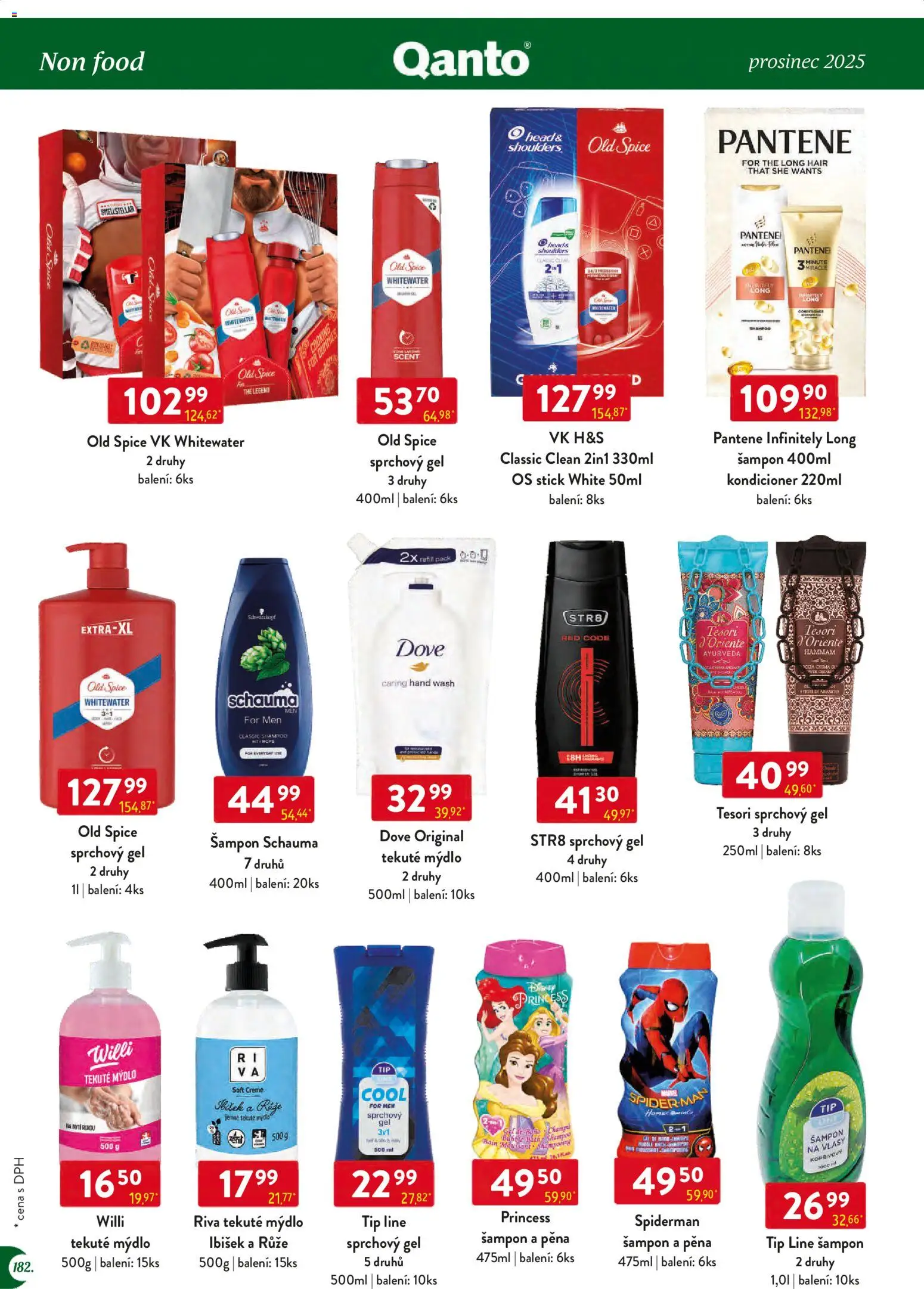 Astur & Qanto leták - Velkoobchod 12/2025 od 01.12.2025 | Strana: 182 | Produkty: Mýdlo, Sprchový gel, Old Spice, Šampon